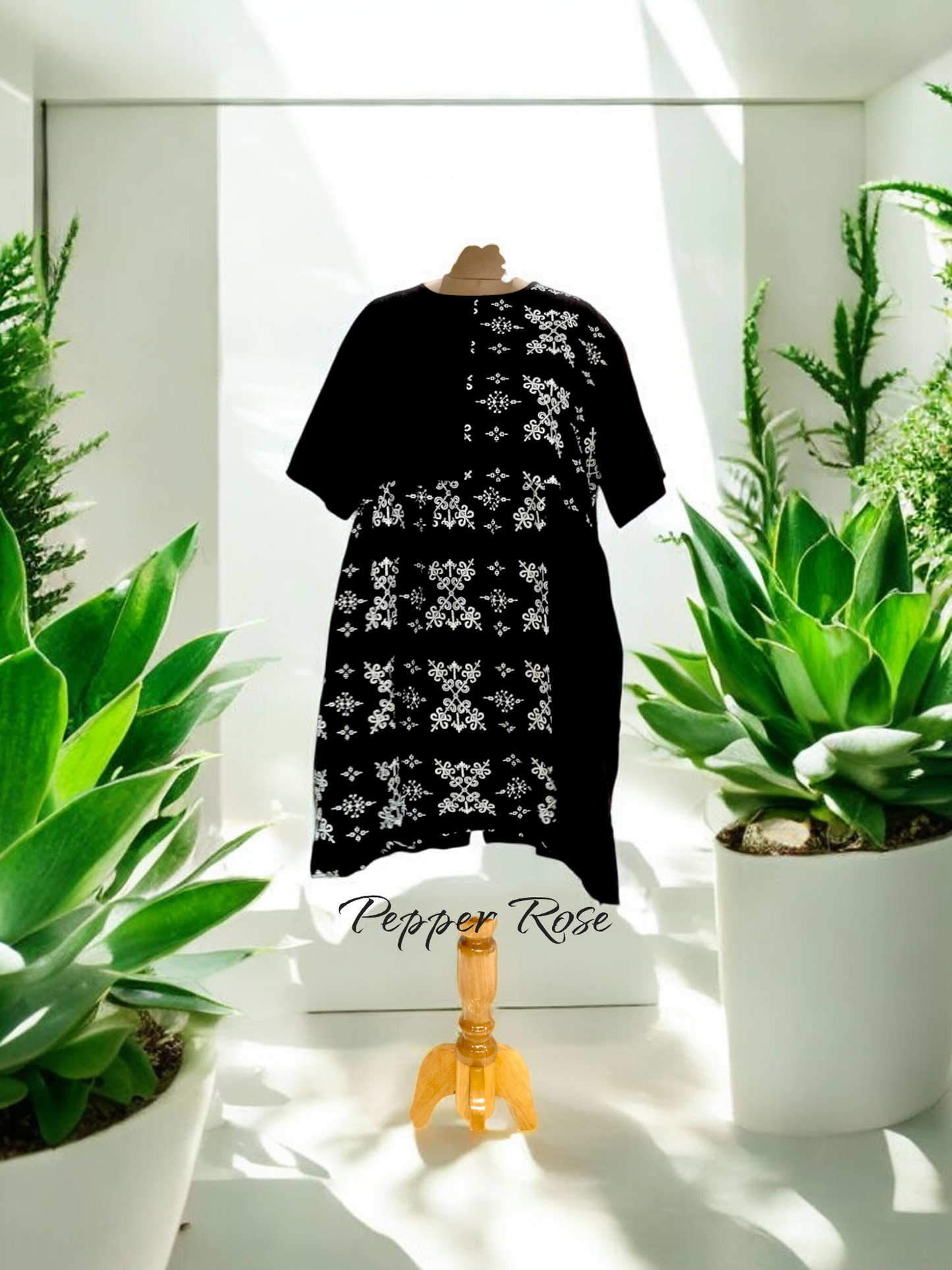 Rivaya Ethnic Motifs Printed top cum dress - Black