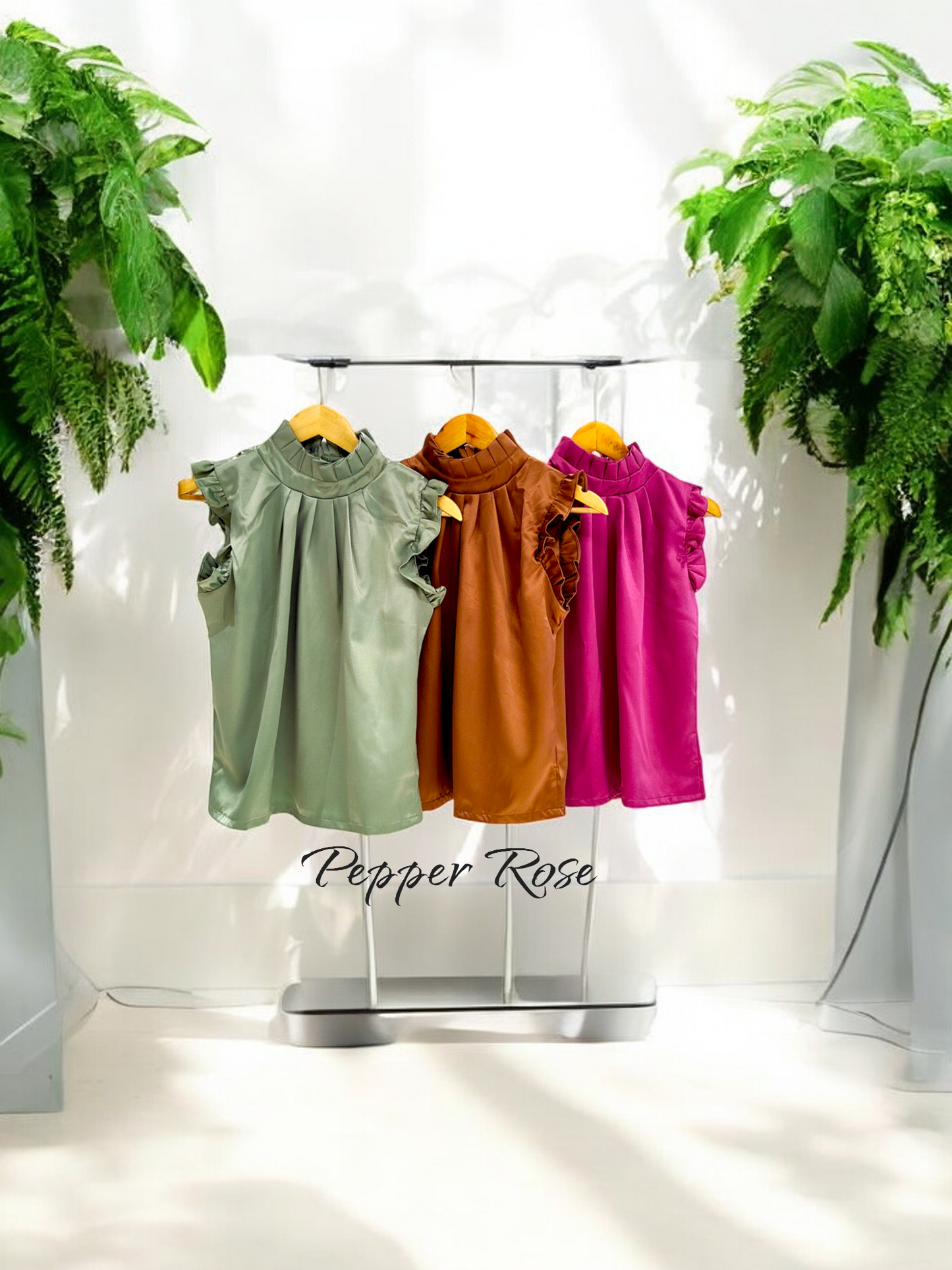 Calina Grain Texture Sleeveless top - Golden Brown
