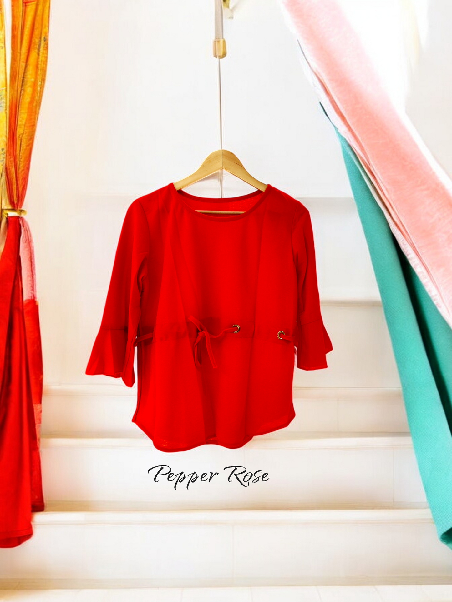 Zina Mulmul Cotton top - Crimson Red