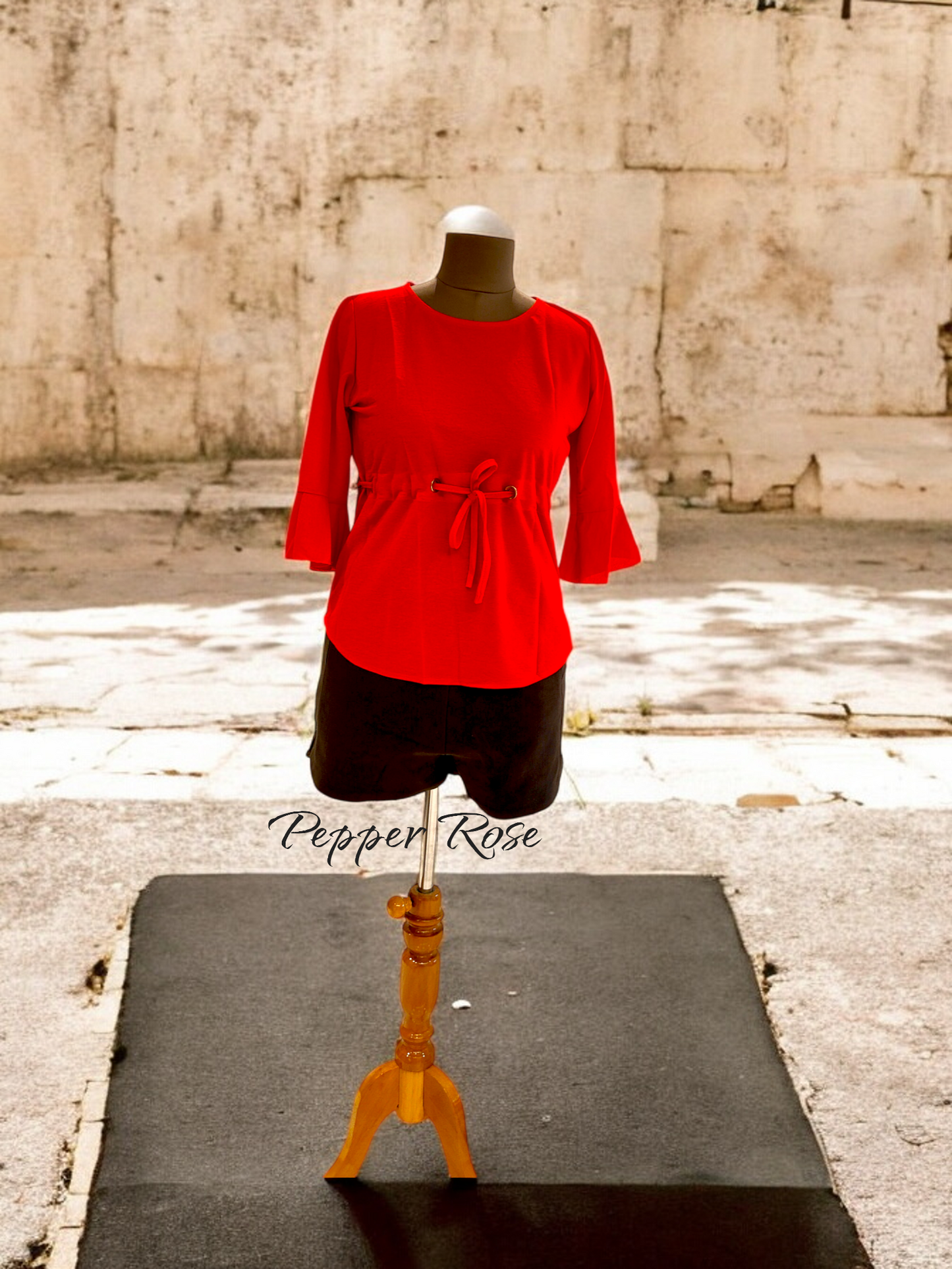Zina Mulmul Cotton top - Crimson Red