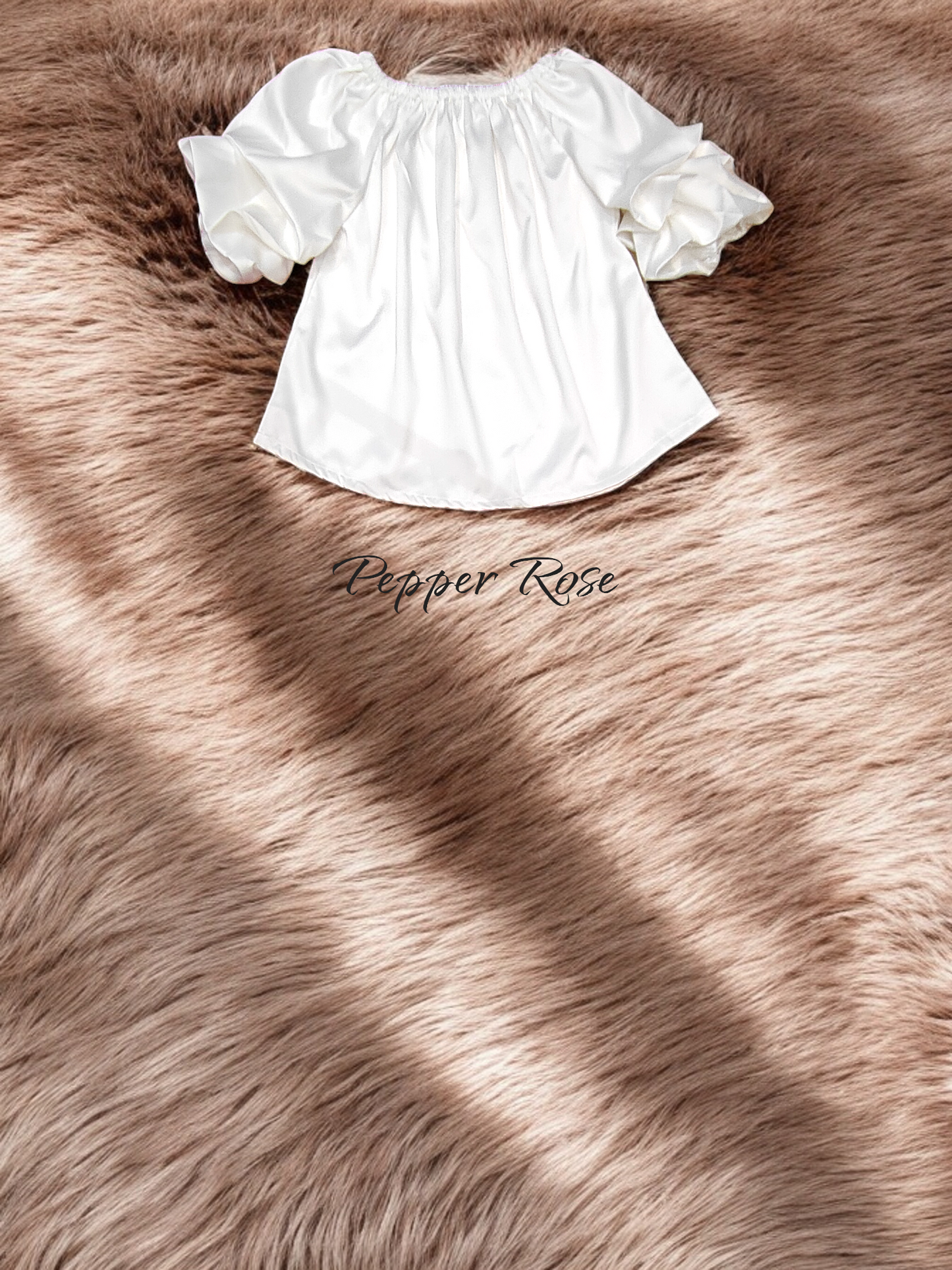 Aria Grain Texture Top with Puff Sleeves - White