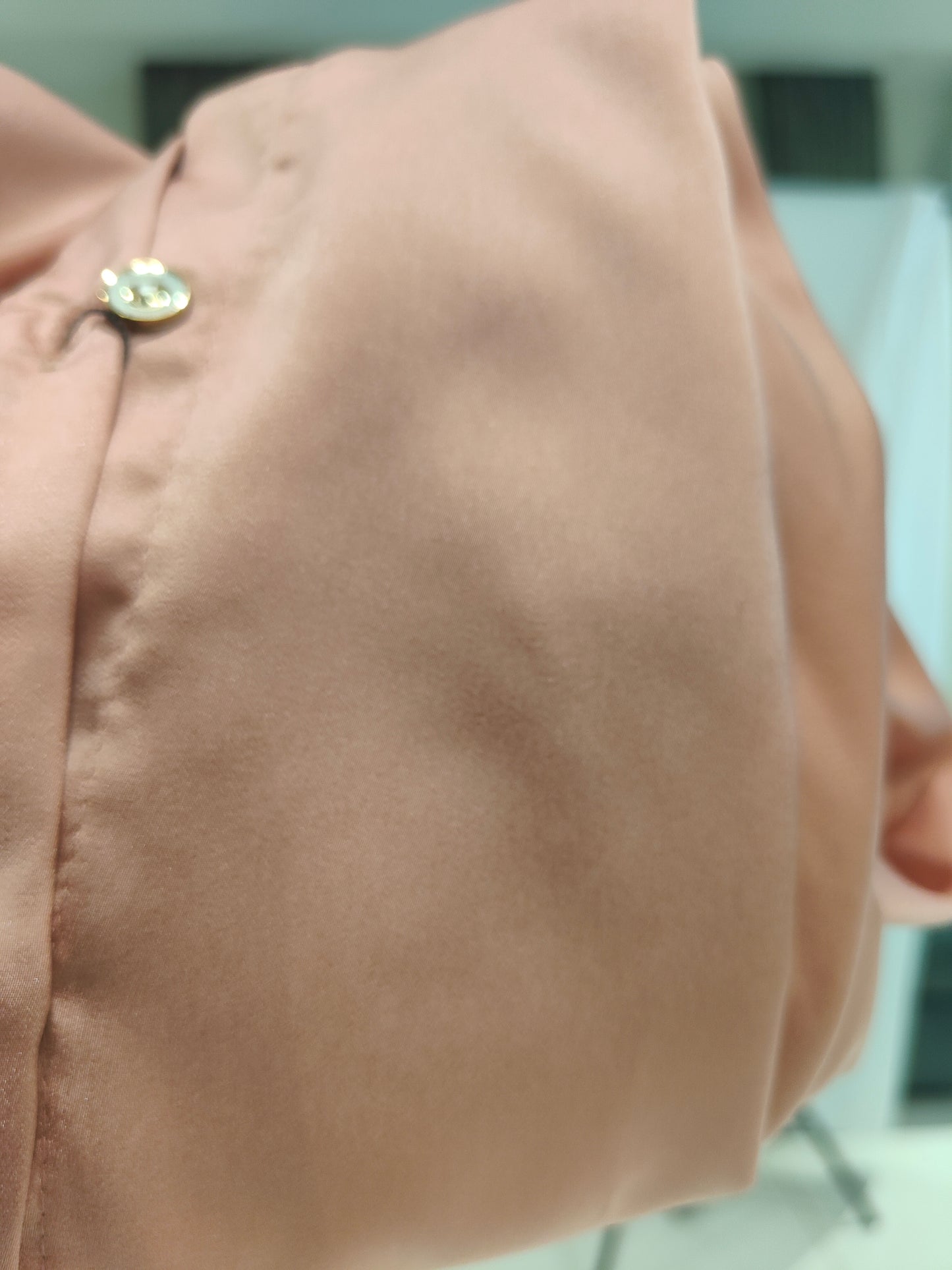 Eram Satin Shirt with Long Puff Sleeves - Peach