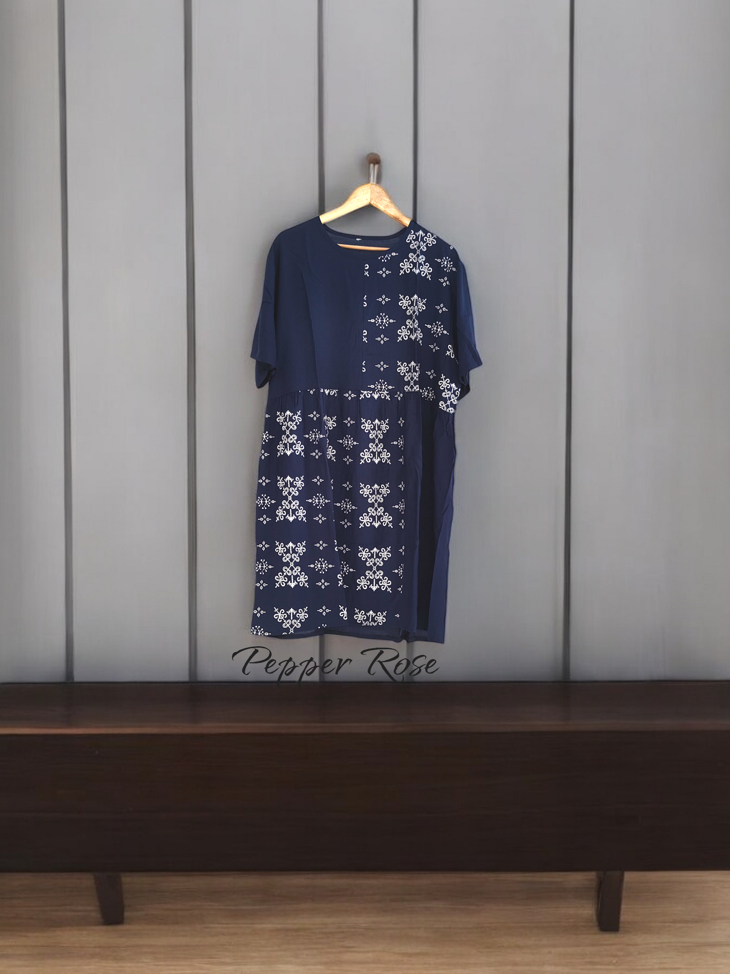 Rivaya Ethnic Motifs Printed top cum dress - Blue