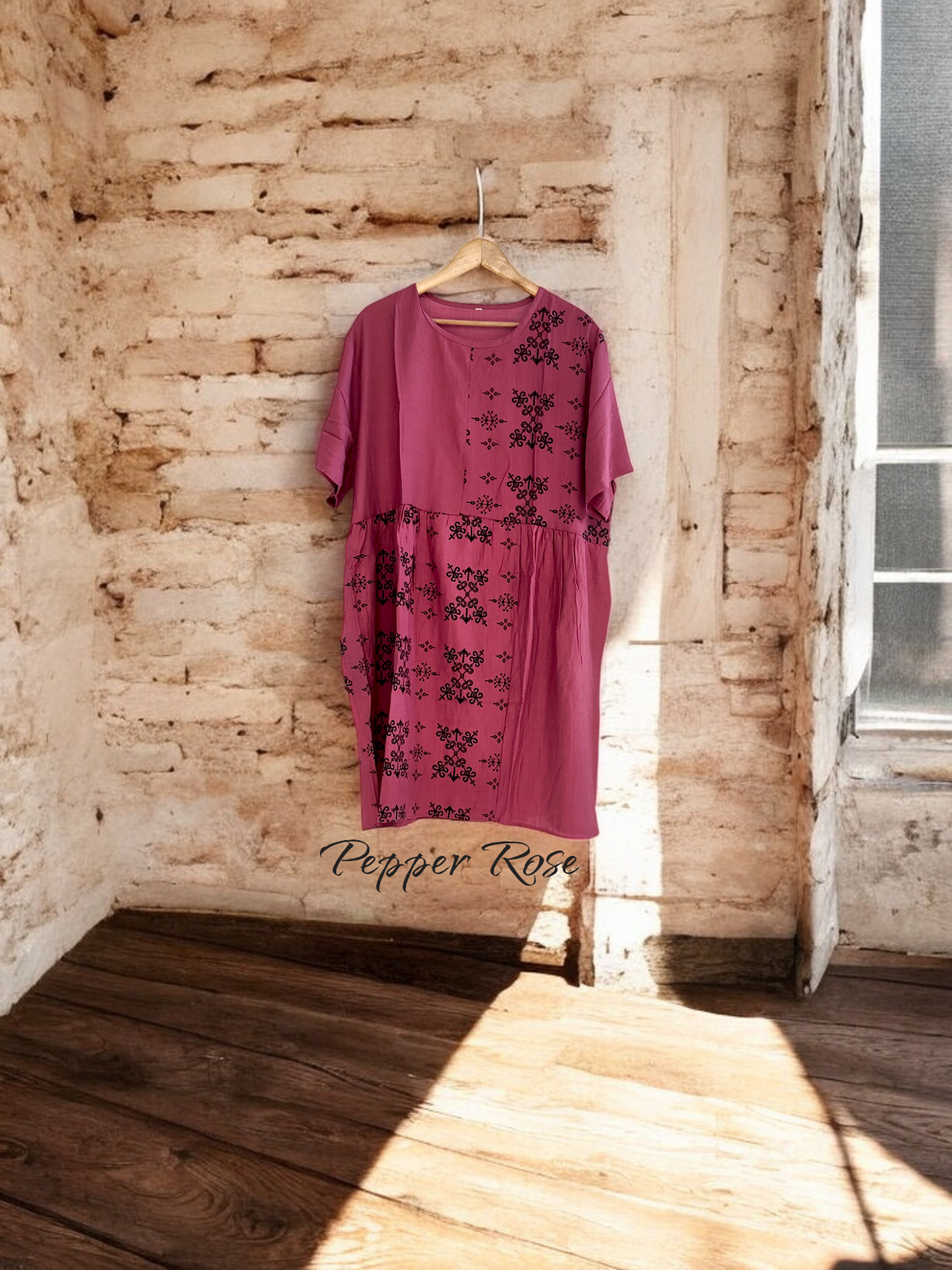 Rivaya Ethnic Motifs Printed top cum dress - Pink