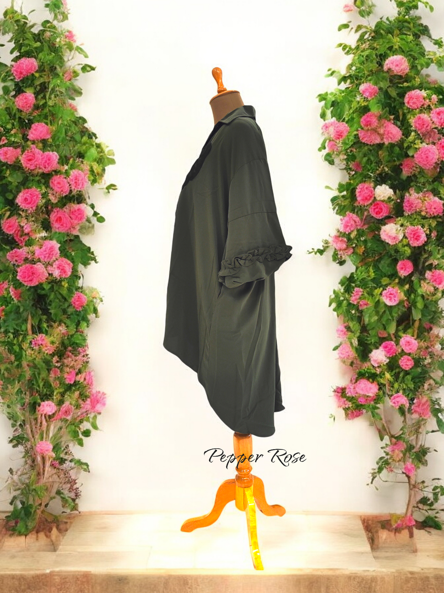 Fuchsia oversized shirt - Dark Green
