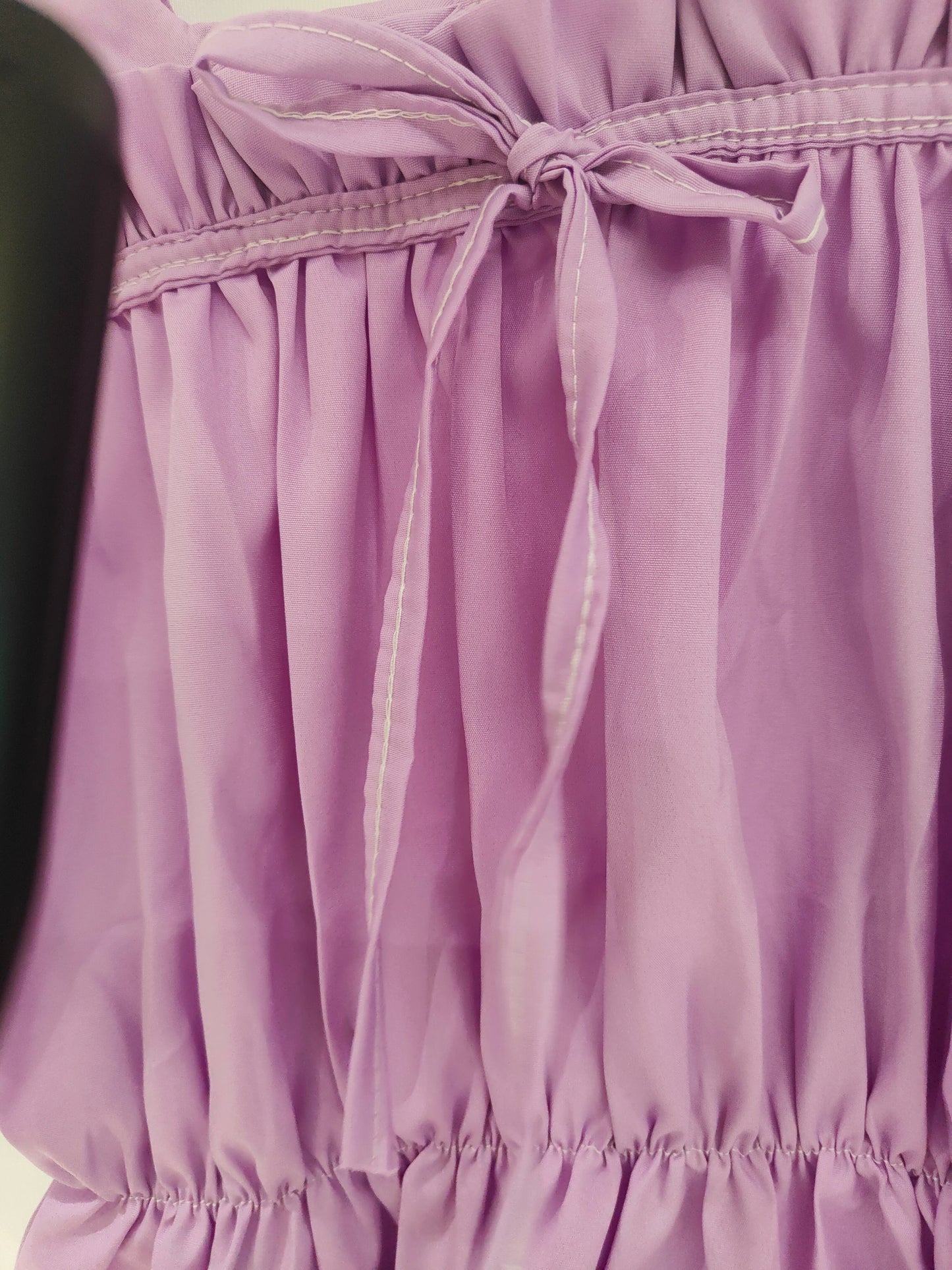 Nessa Egyptian Cotton Sateen Top with Puff Sleeves - Lavender