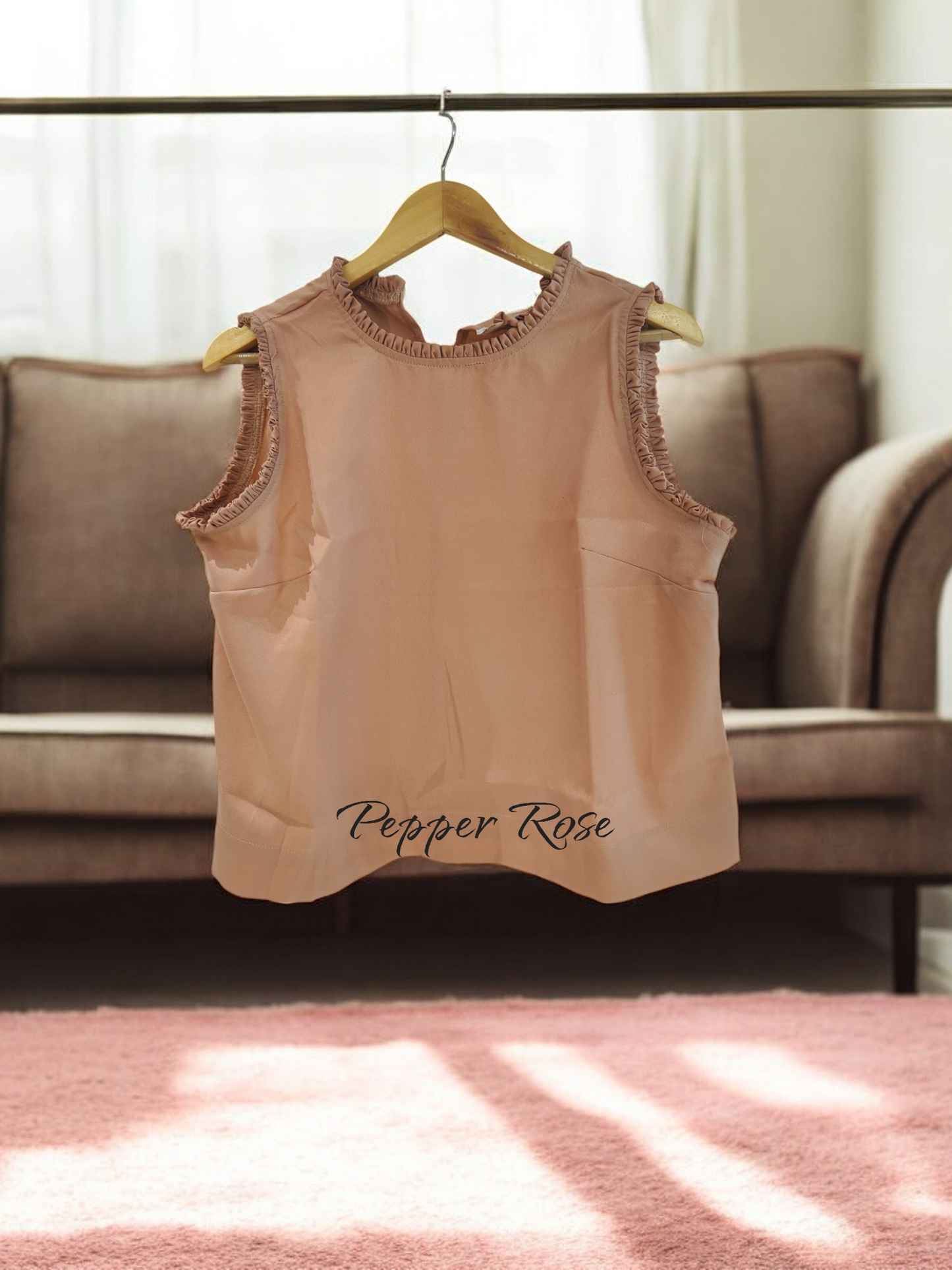 Cami Grain Texture Sleeveless Top - Peach