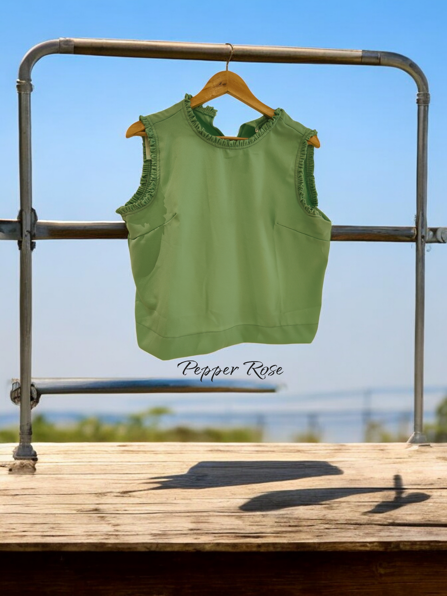 Cami Grain Texture Sleeveless Top - Pastel Green