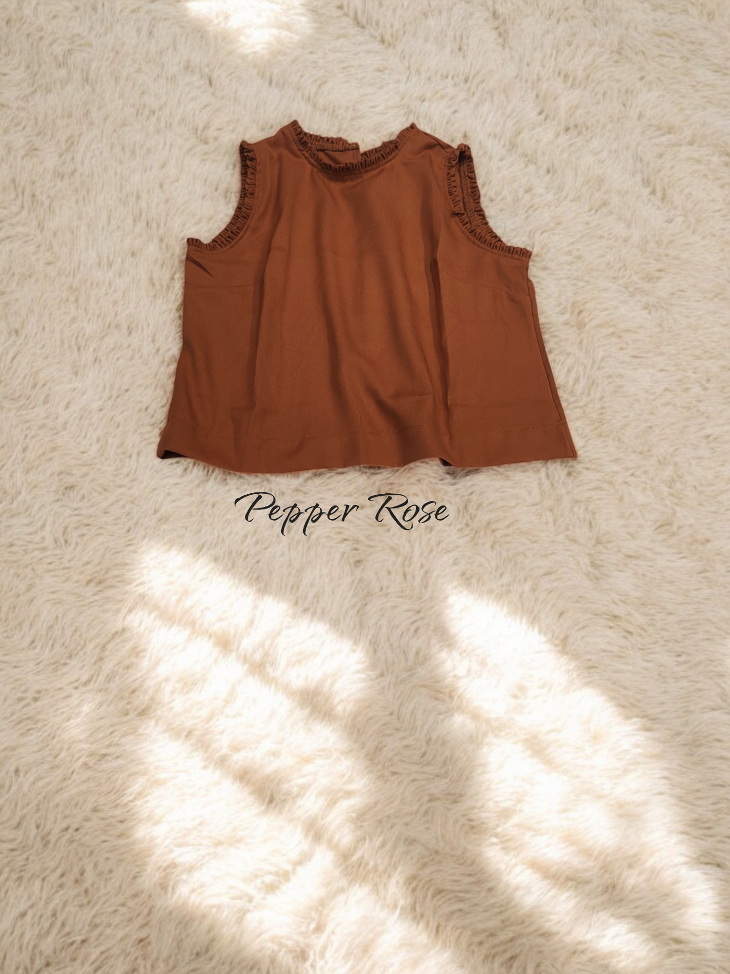 Cami Grain Texture Sleeveless Top - Brown