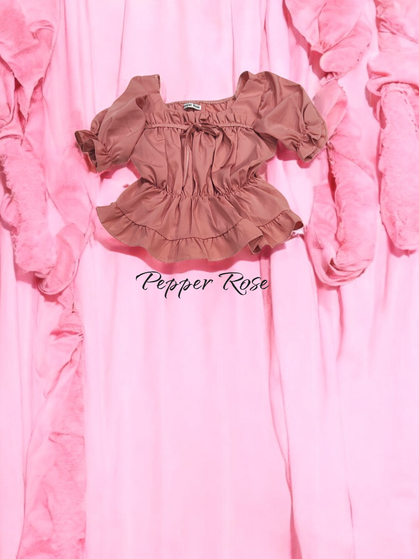 Nessa Egyptian Cotton Sateen Top with Puff Sleeves - Peach