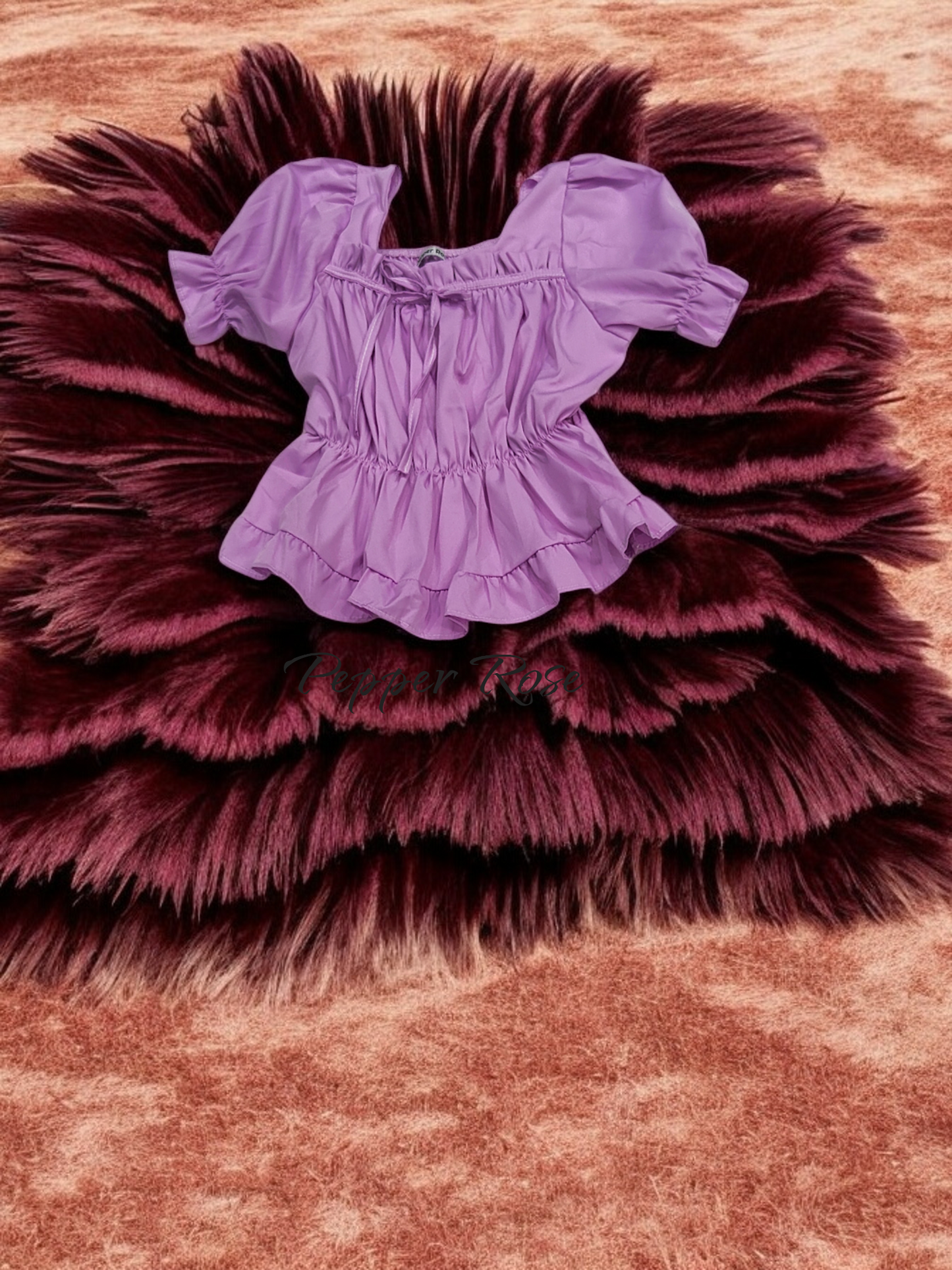 Nessa Egyptian Cotton Sateen Top with Puff Sleeves - Lavender