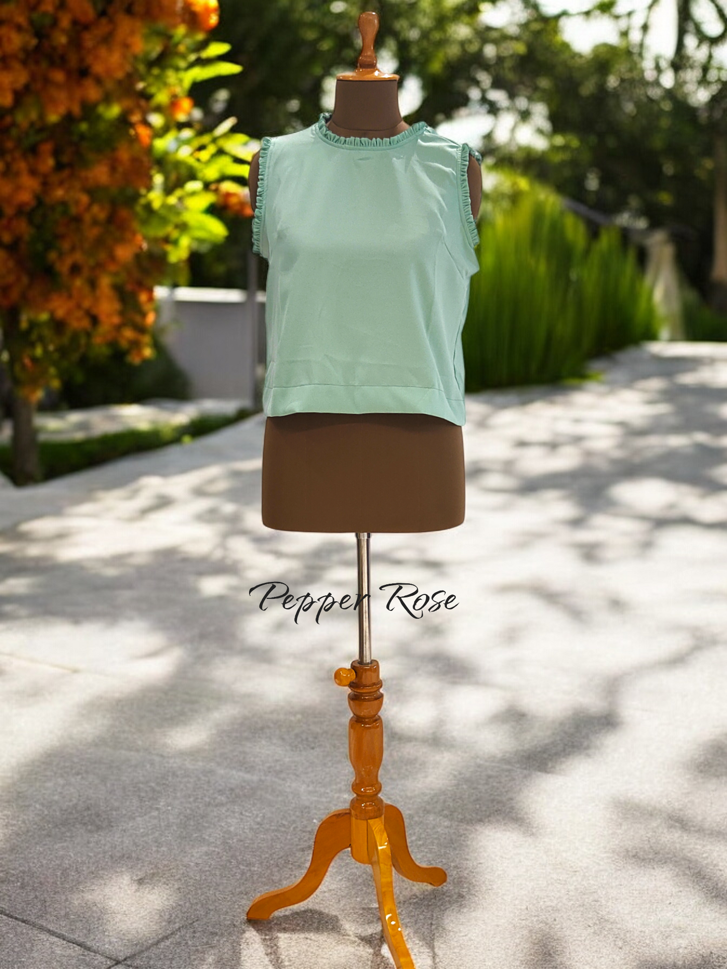 Cami Grain Texture Sleeveless Top - Pastel Green