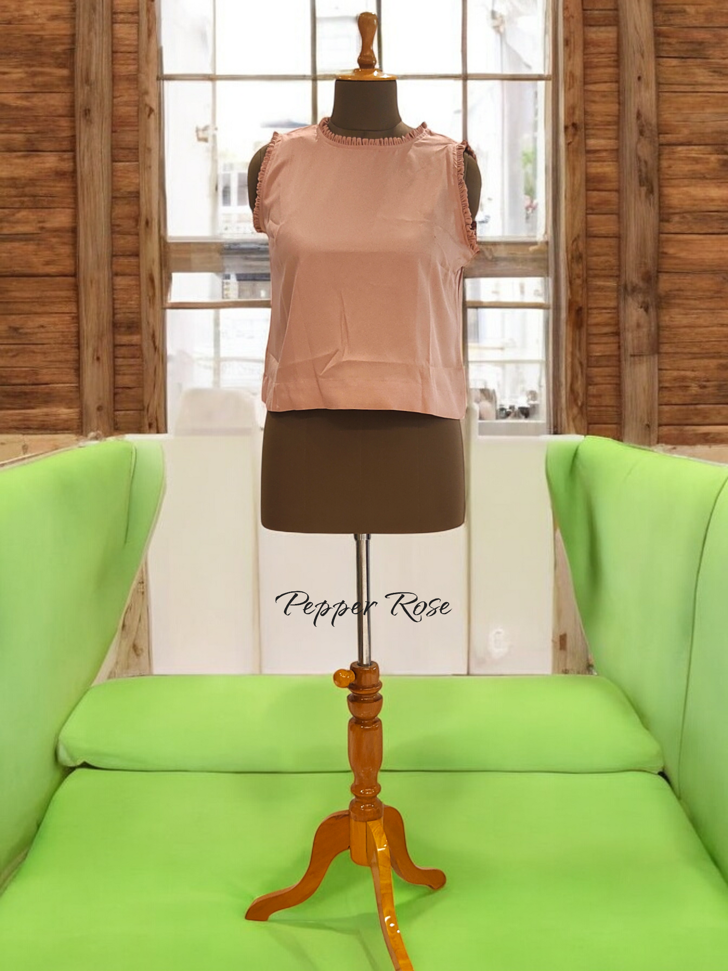 Cami Grain Texture Sleeveless Top - Peach