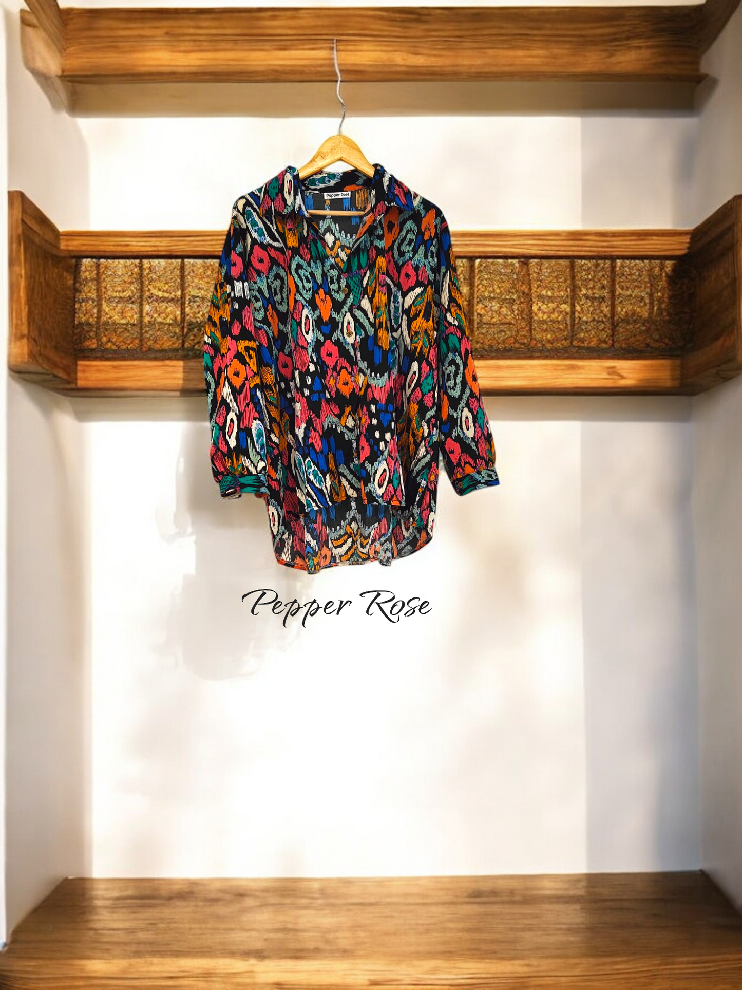 Rena Colorful Shirt With Long Sleeves - Multicolor/Black