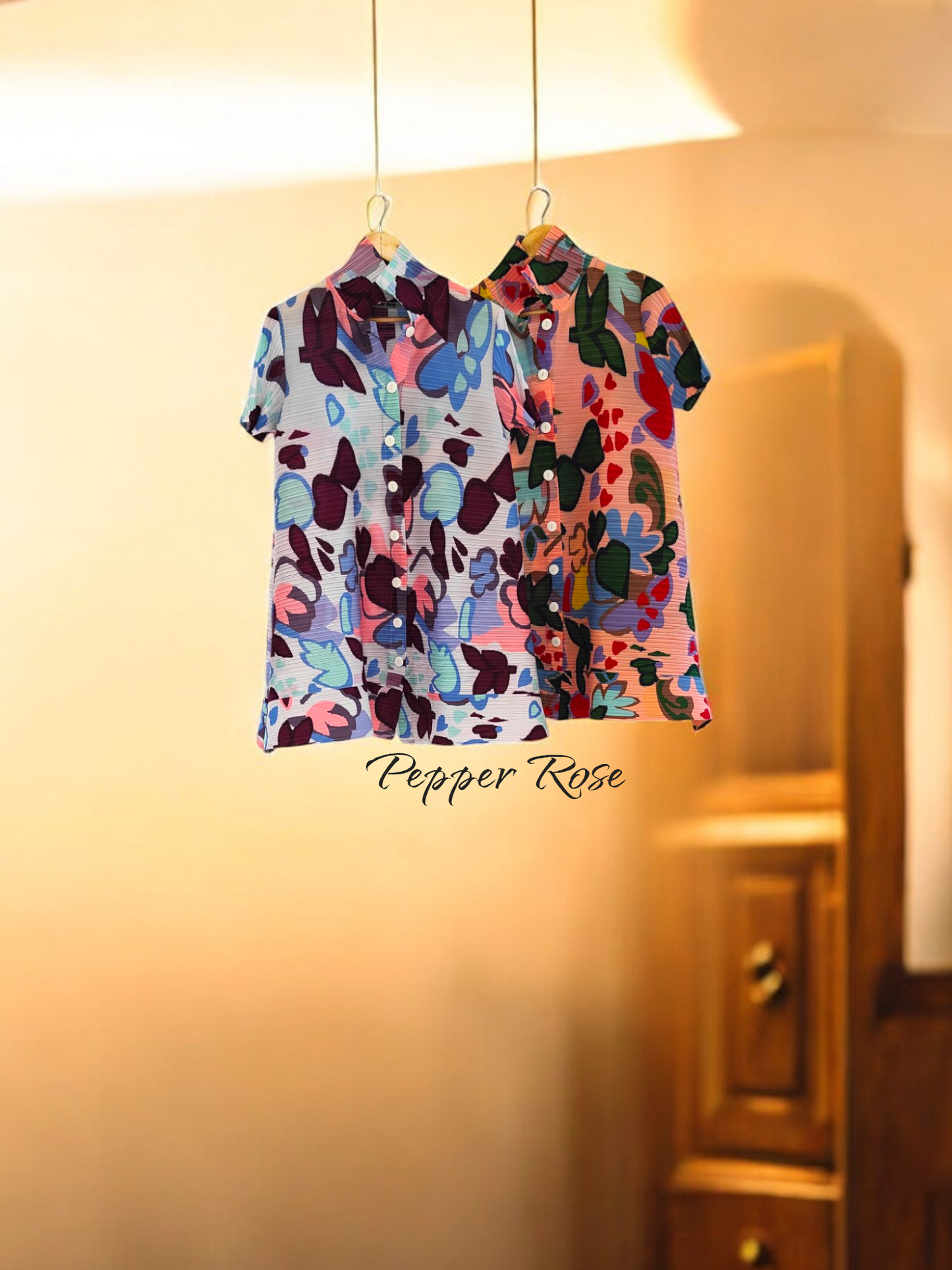 Miyake Pleated Buttoned Floral printed Dress - Multicolor/White