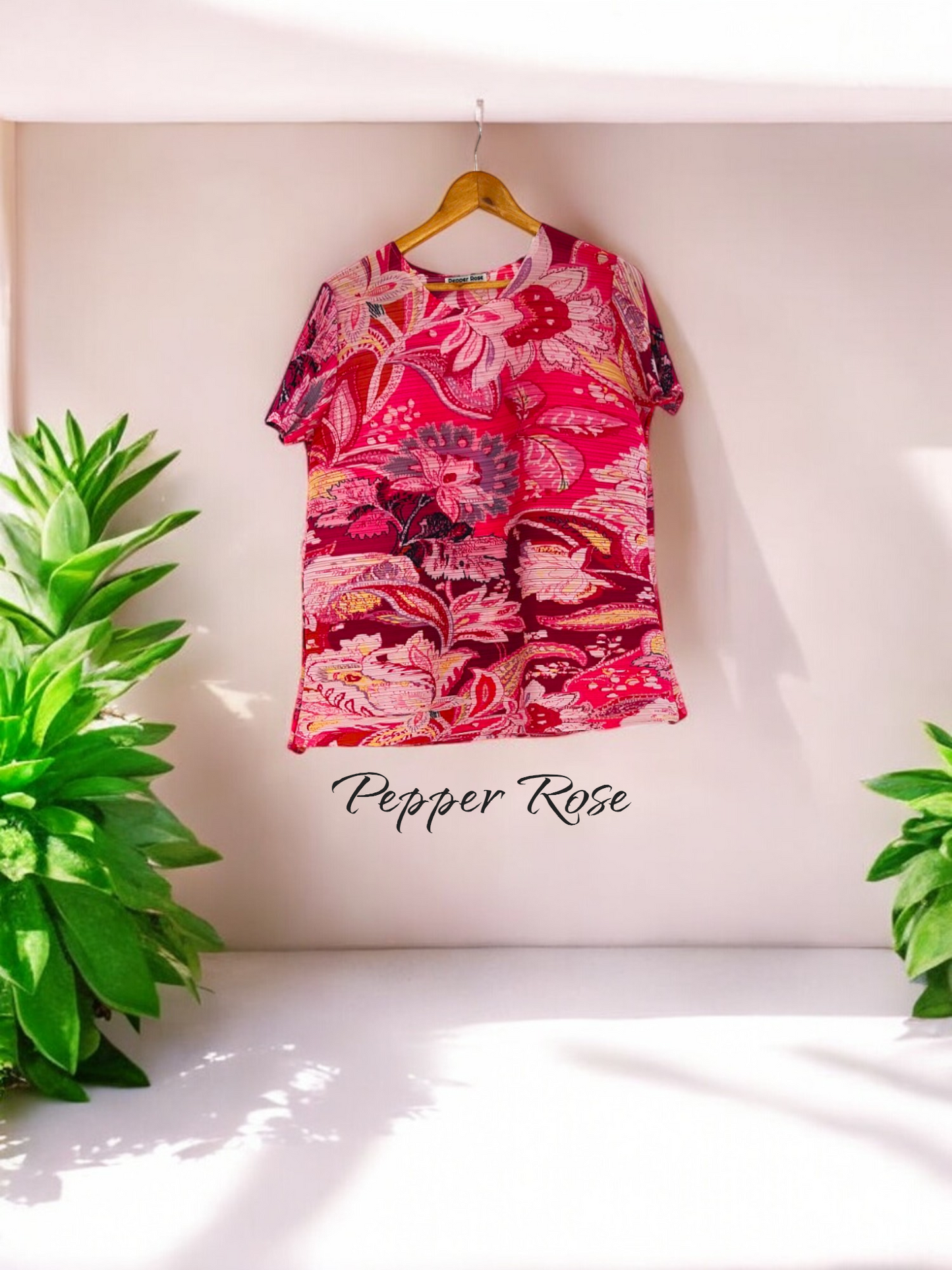Miyake Pleated Floral printed Top - Pink