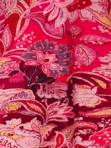 Miyake Pleated Floral printed Top - Pink