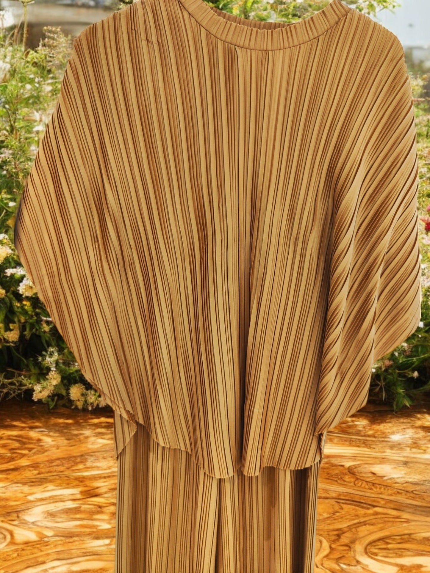 Alice Pleated Plain Co-Ord Set - Beige
