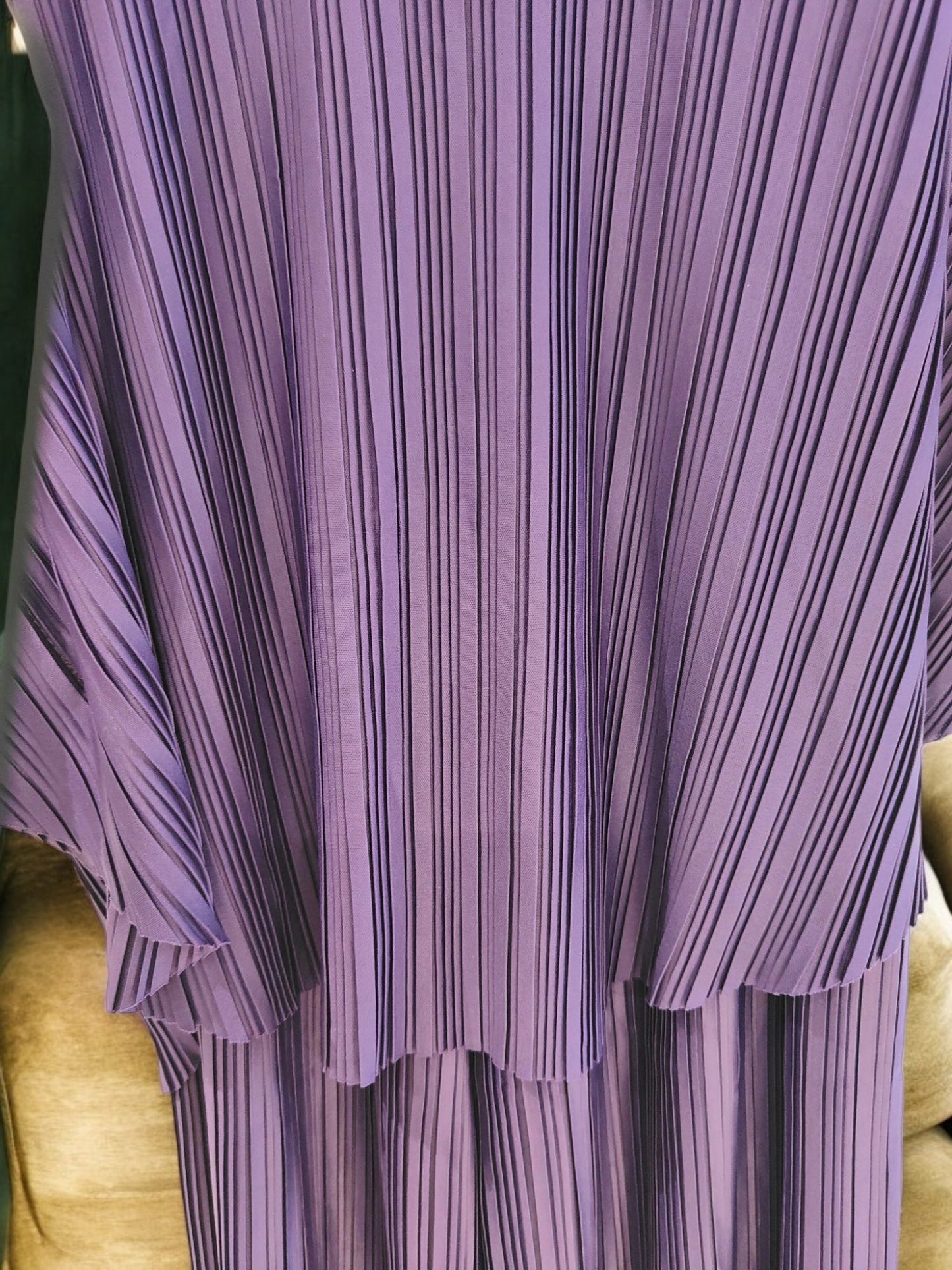 Alice Pleated Plain Co-Ord Set - Purple