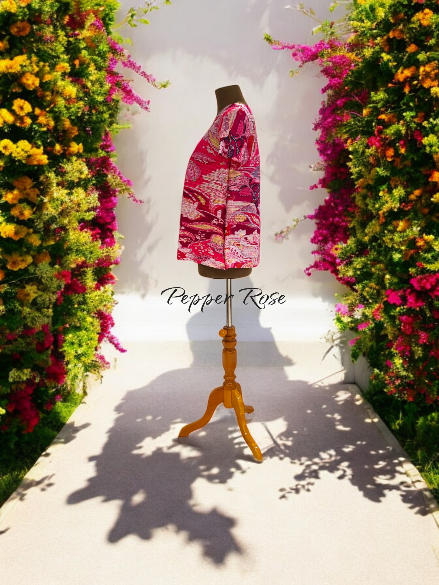 Miyake Pleated Floral printed Top - Pink
