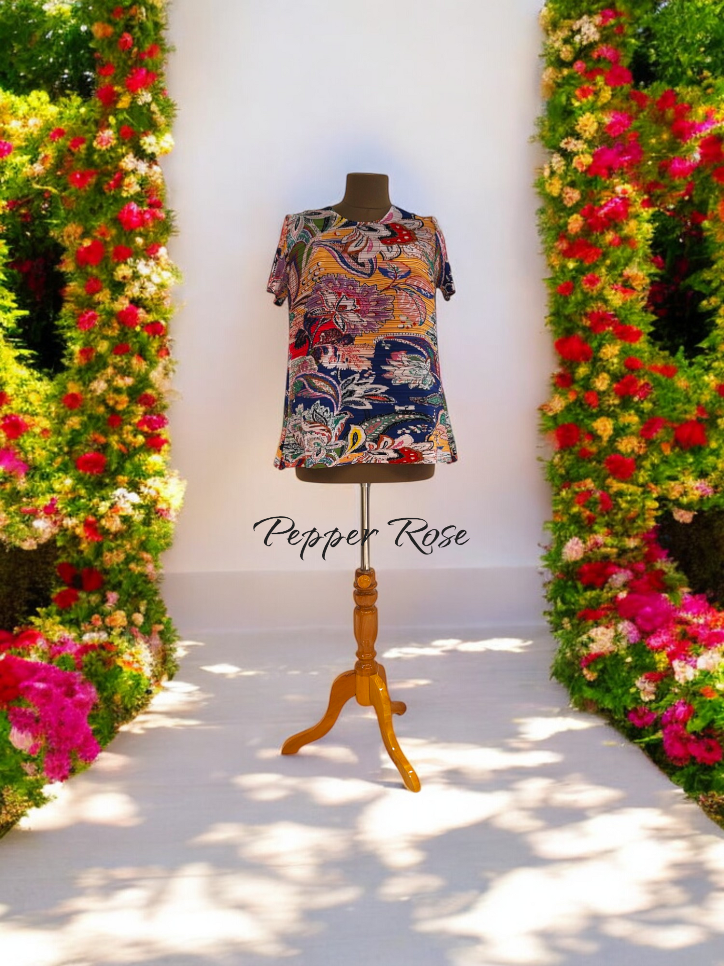 Miyake Pleated Floral printed Top - Multicolor