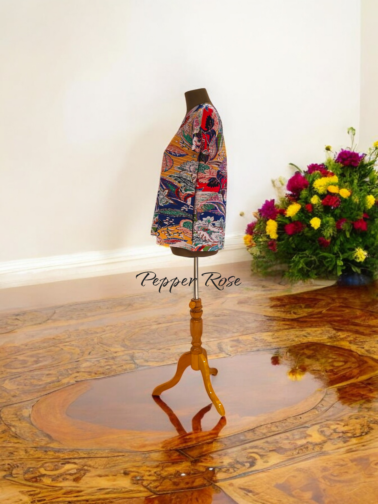 Miyake Pleated Floral printed Top - Multicolor