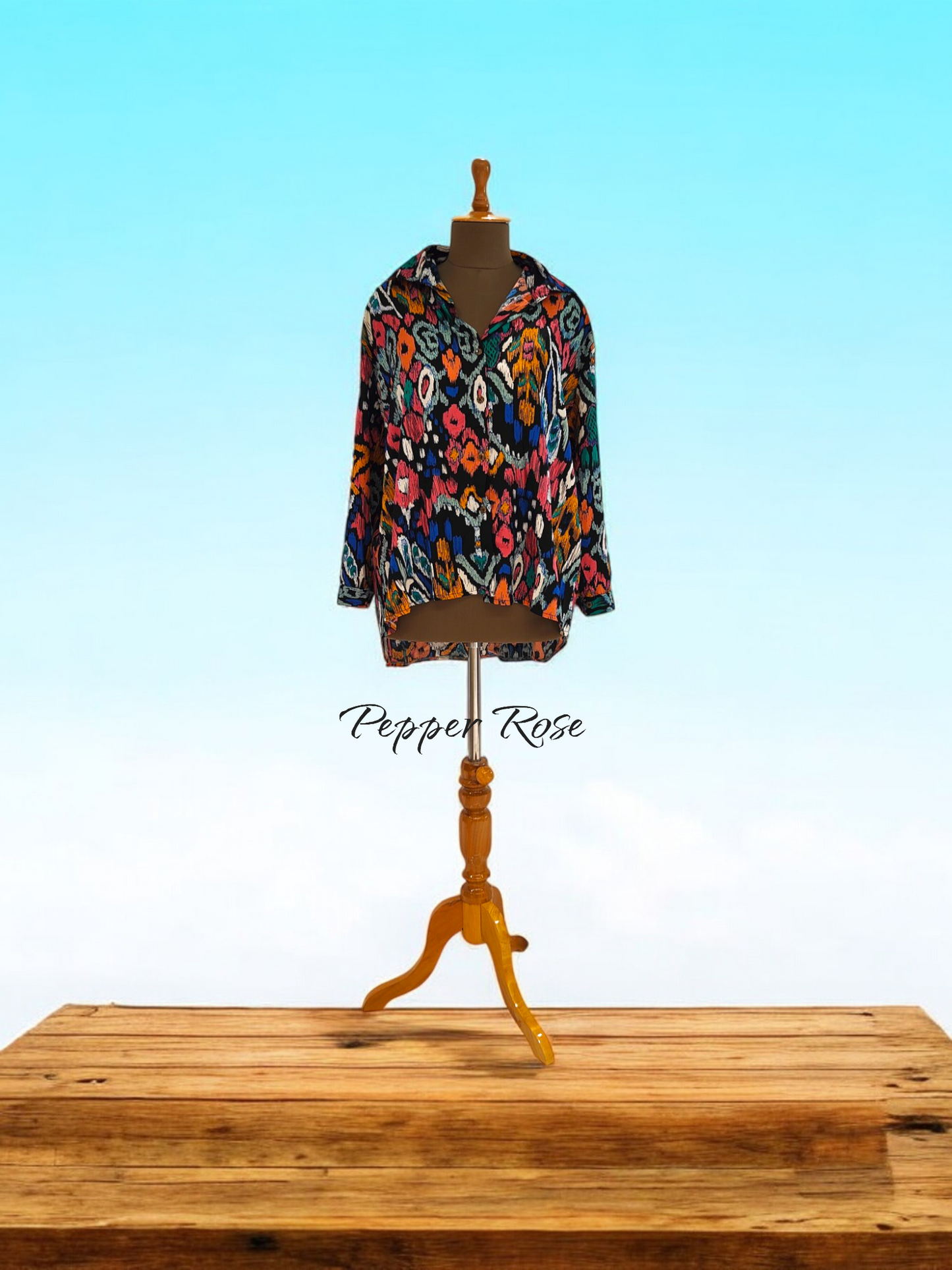 Rena Colorful Shirt With Long Sleeves - Multicolor/Black