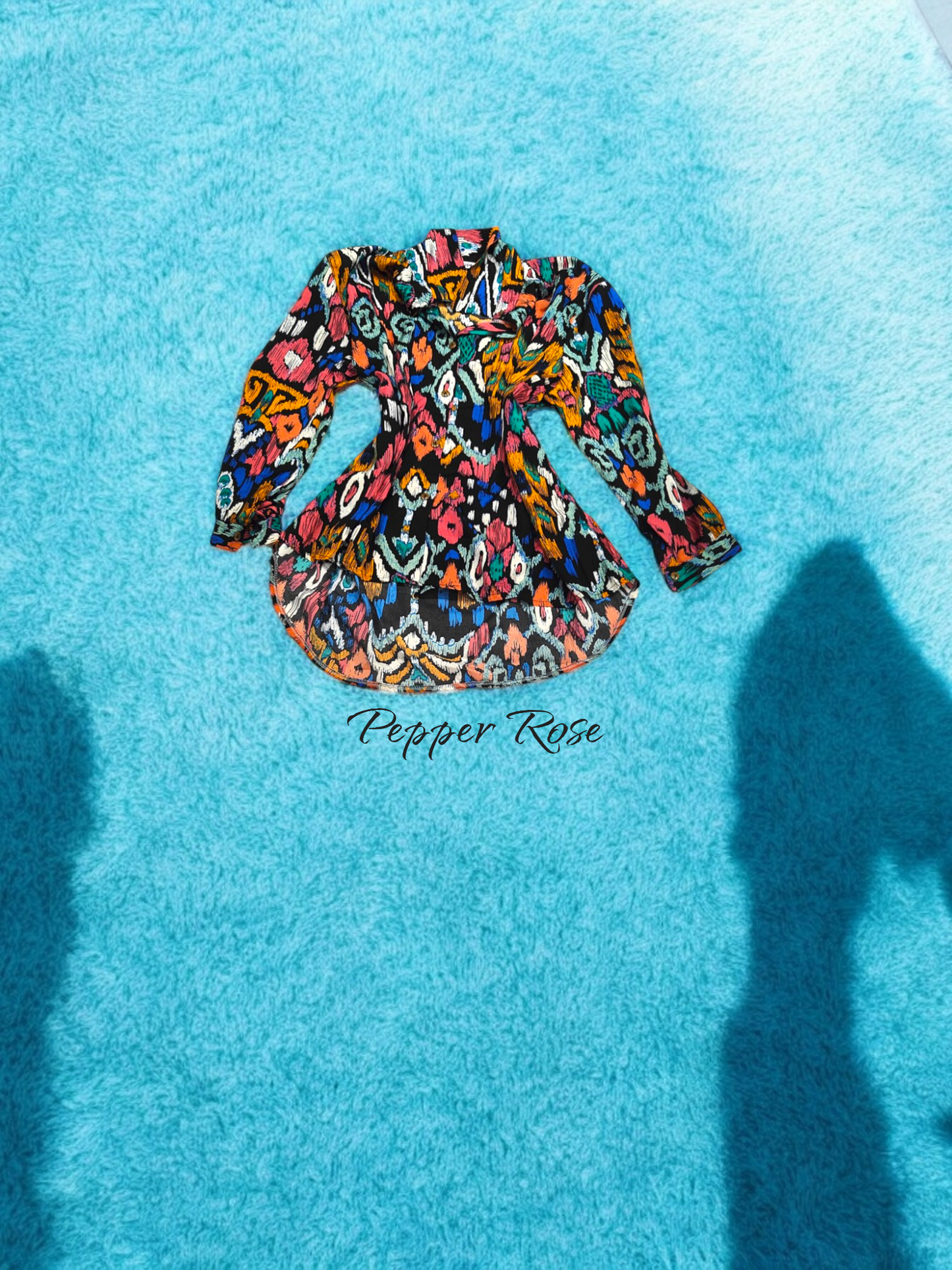 Rena Colorful Shirt With Long Sleeves - Multicolor/Black