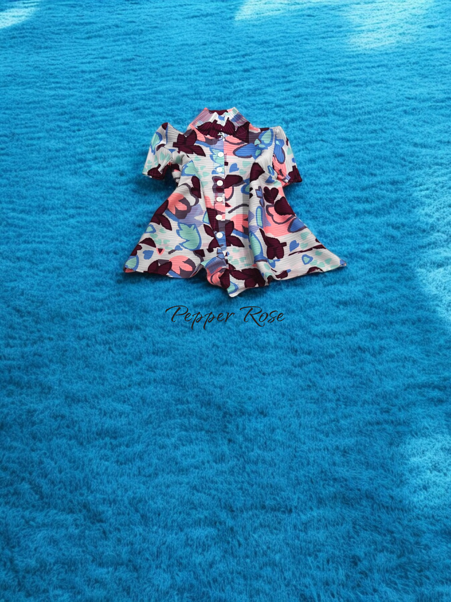 Miyake Pleated Buttoned Floral printed Dress - Multicolor/White
