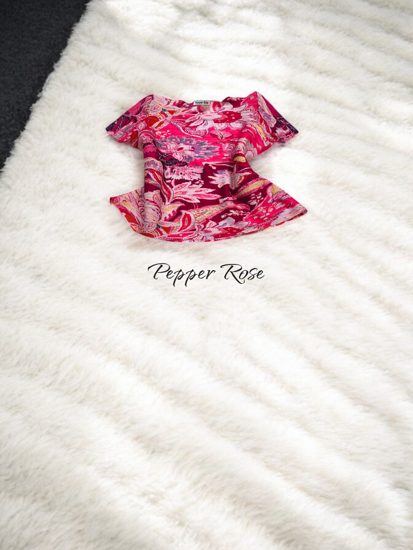 Miyake Pleated Floral printed Top - Pink