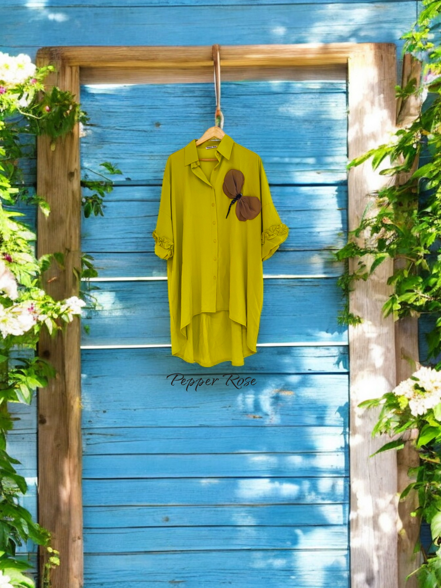 Ziya satin oversized shirt cum dress - Fluorescent Green