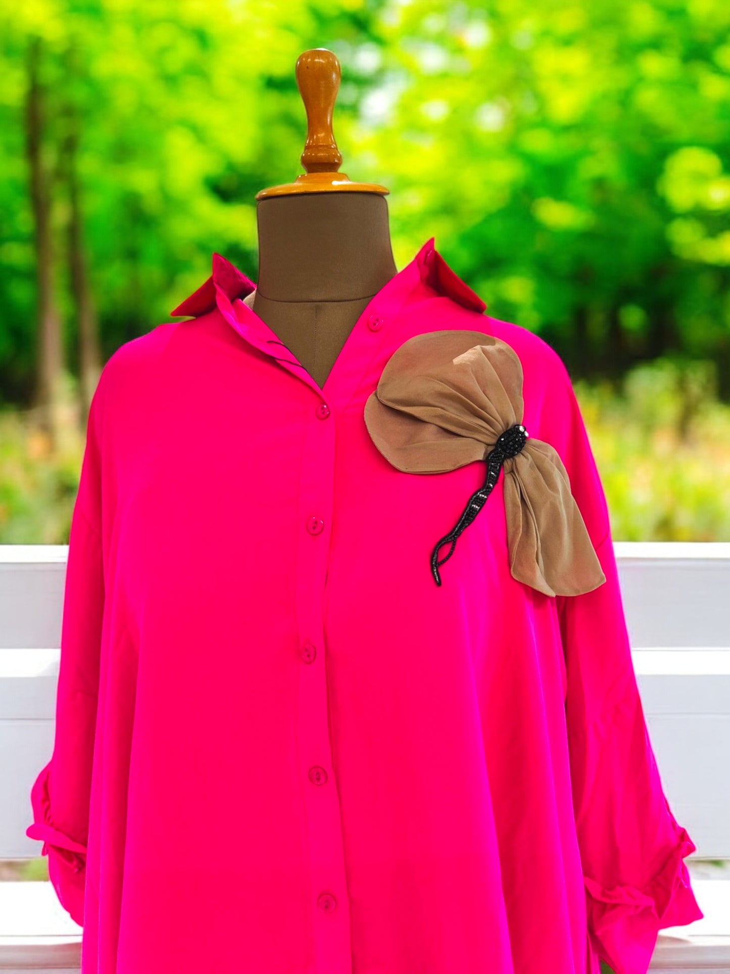 Ziya satin oversized shirt cum dress - Pink