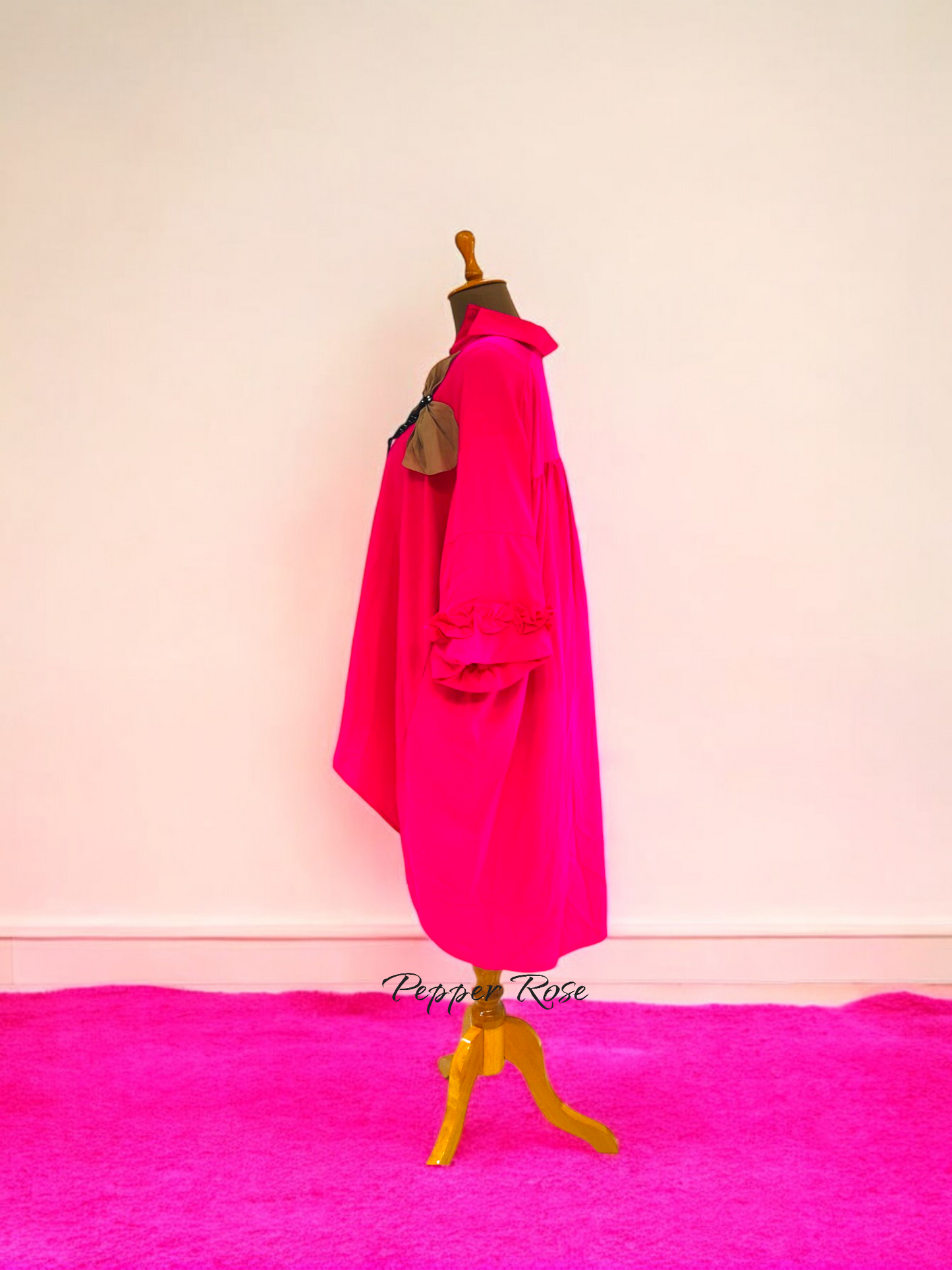 Ziya satin oversized shirt cum dress - Pink