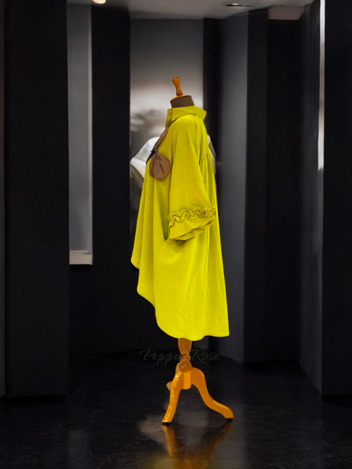 Ziya satin oversized shirt cum dress - Fluorescent Green