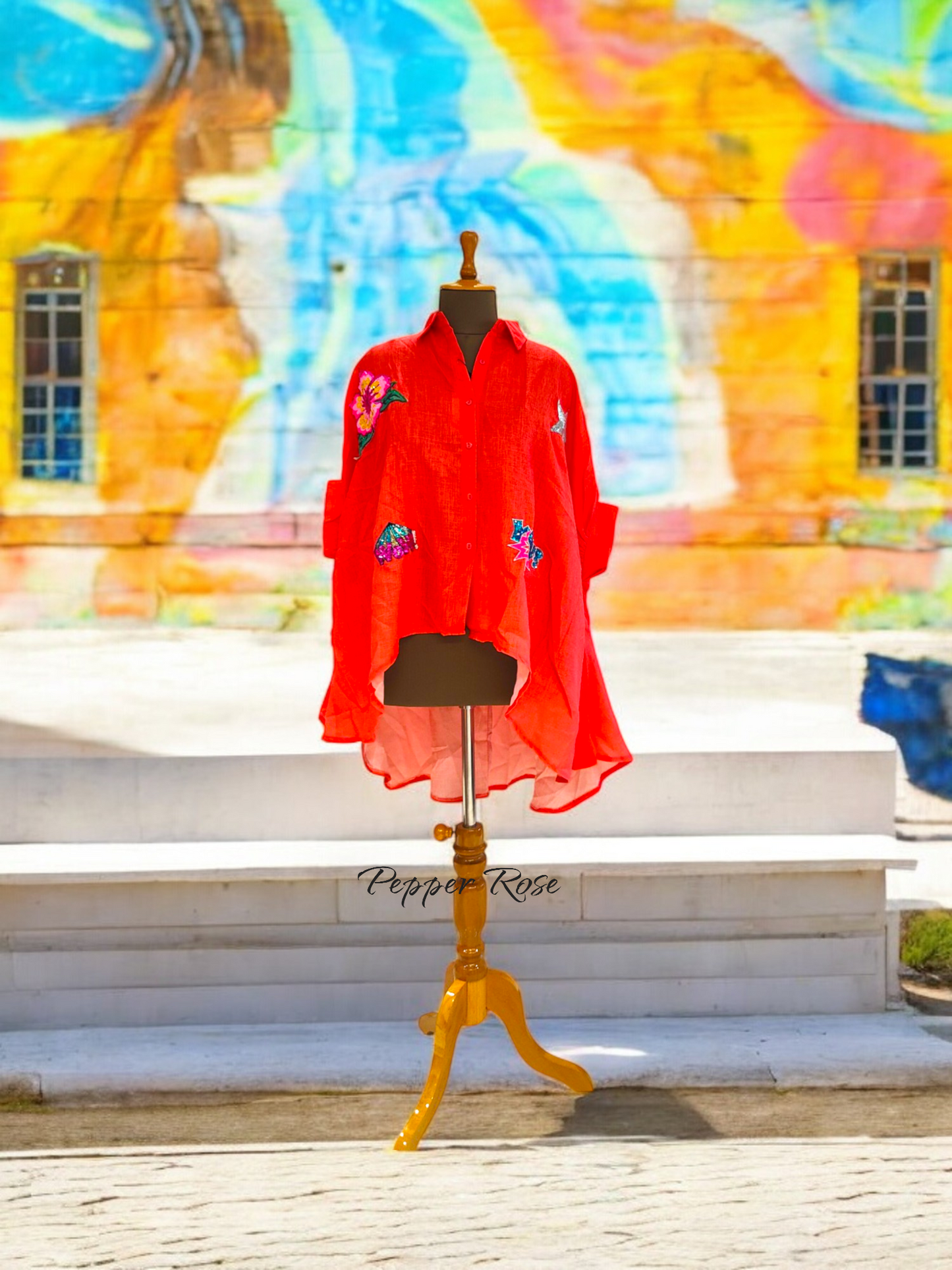 Aria oversized Shirt - Crimson Red