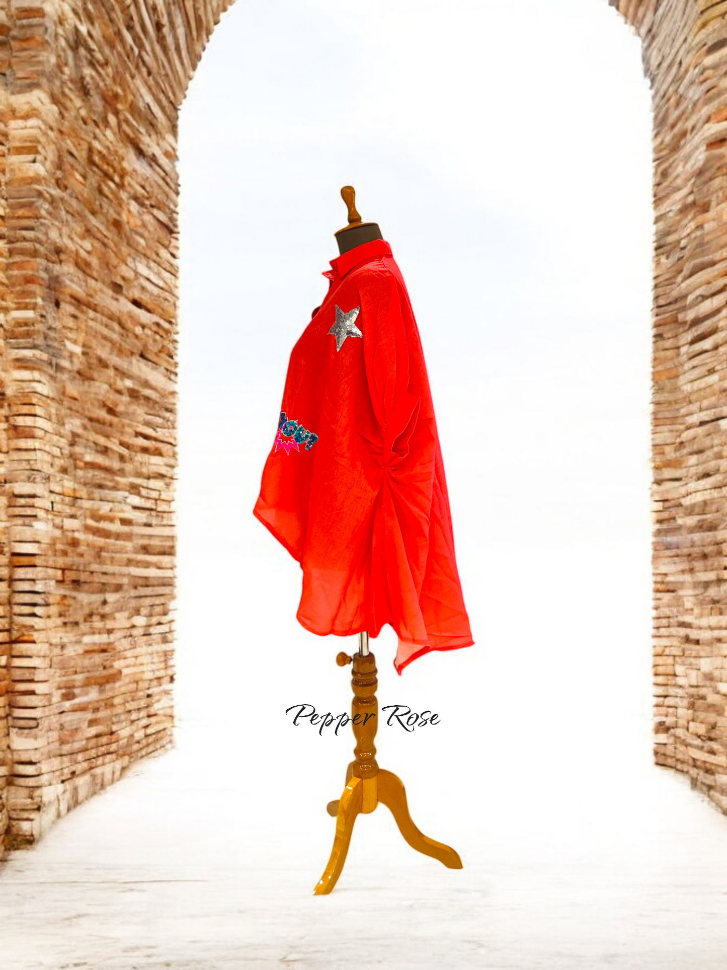 Aria oversized Shirt - Crimson Red