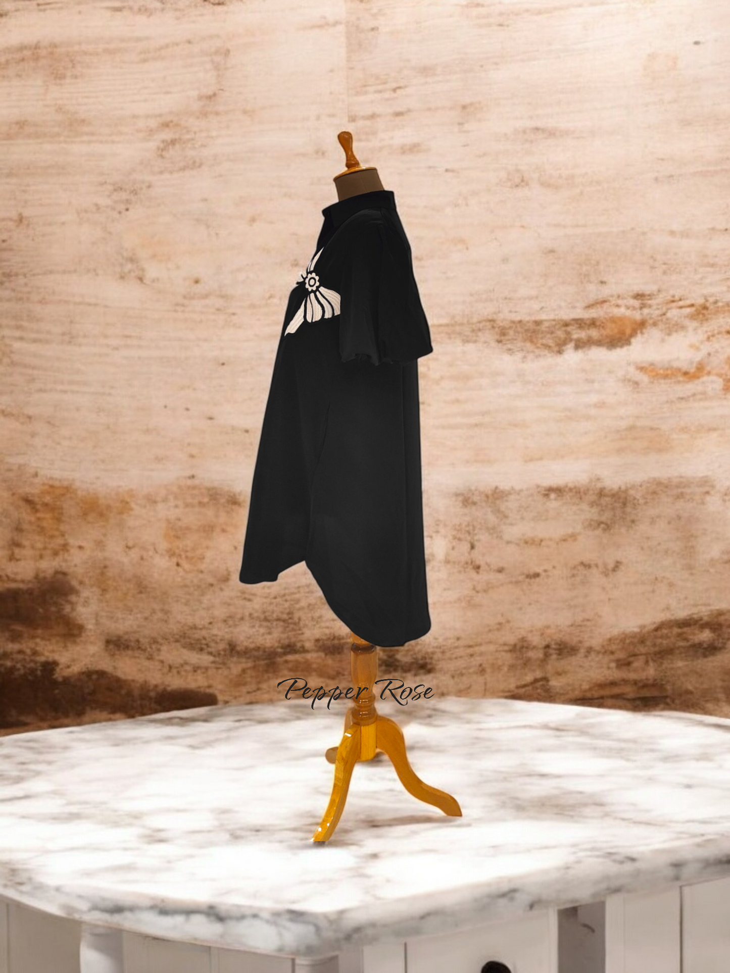 Lia Satin Shirt cum dress - Black