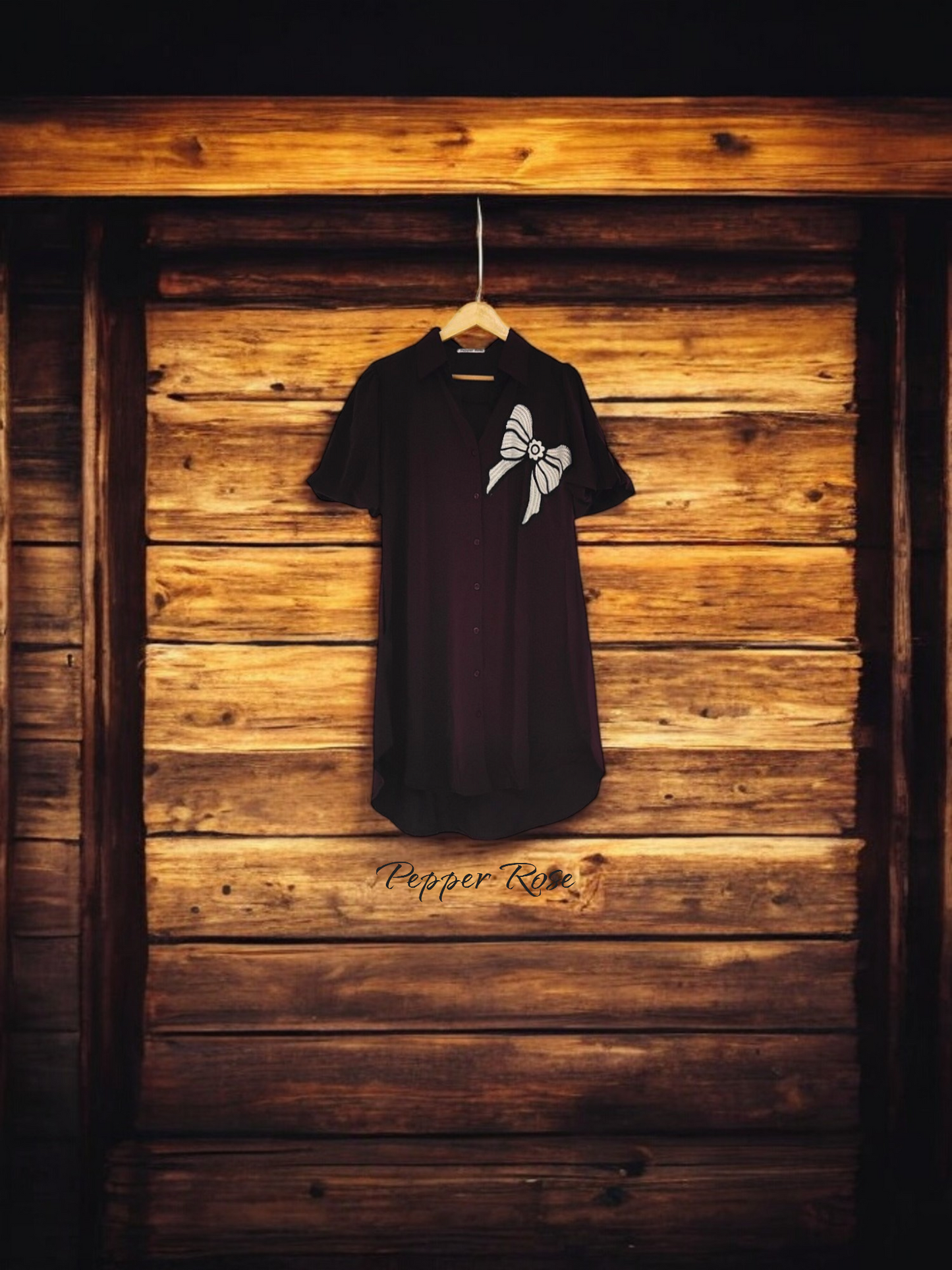 Lia Satin Shirt cum dress - Black