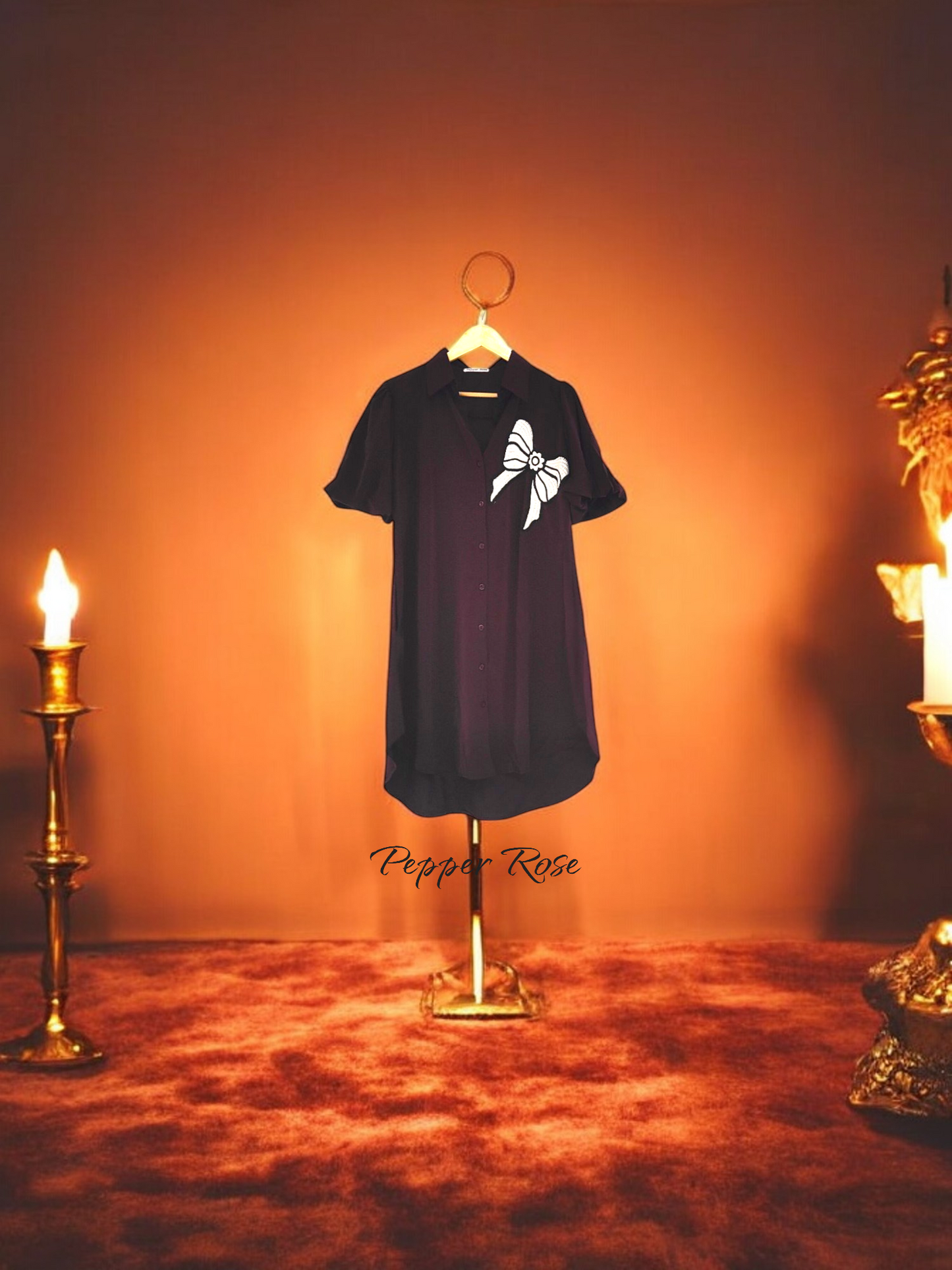Lia Satin Shirt cum dress - Wine Color