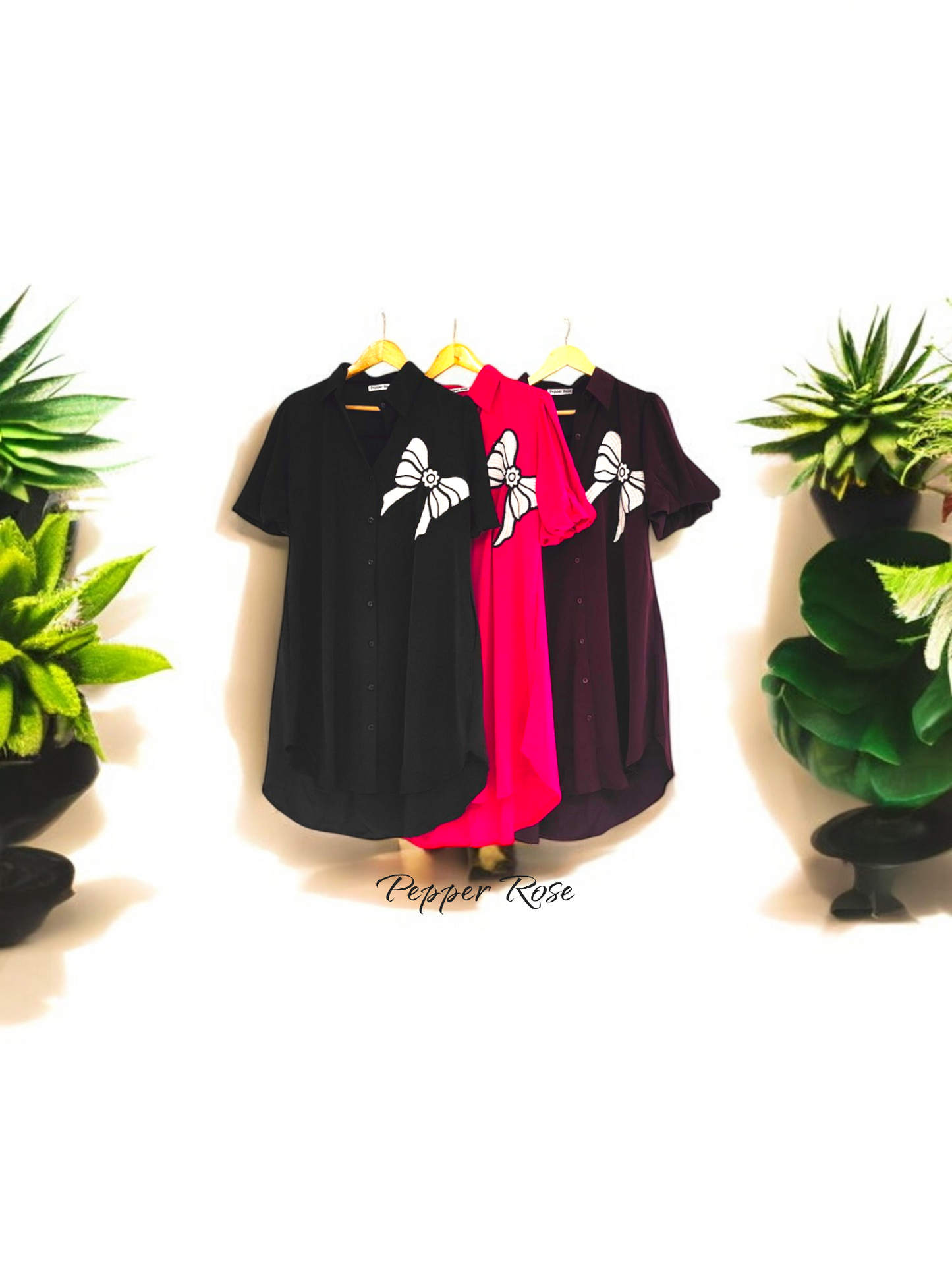 Lia Satin Shirt cum dress - Black