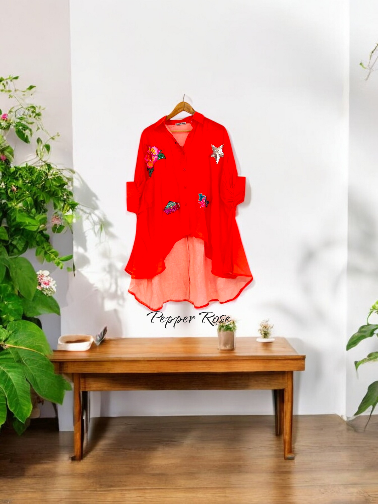 Aria oversized Shirt - Crimson Red