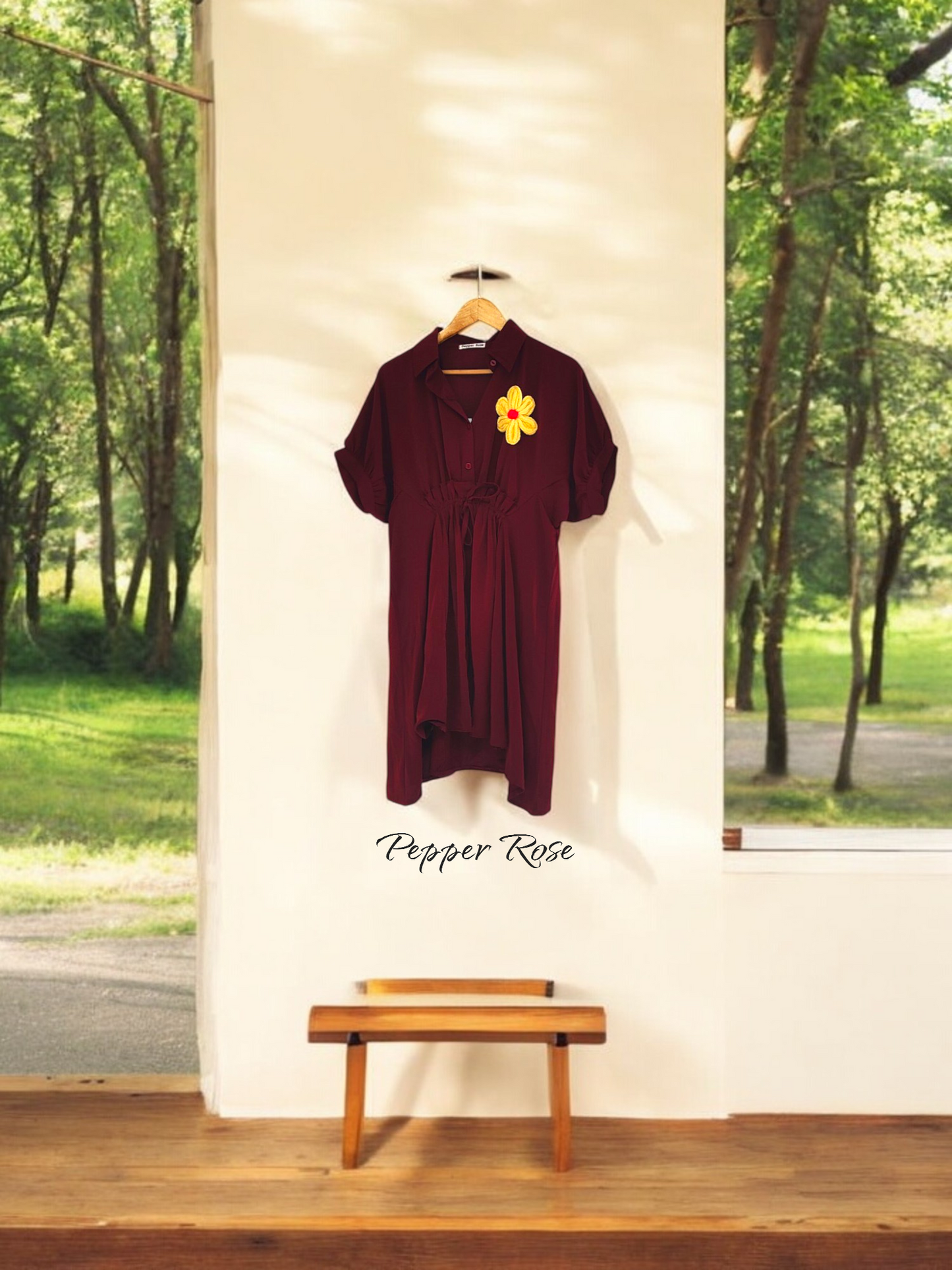 Sadie satin loose fit top cum dress - Maroon
