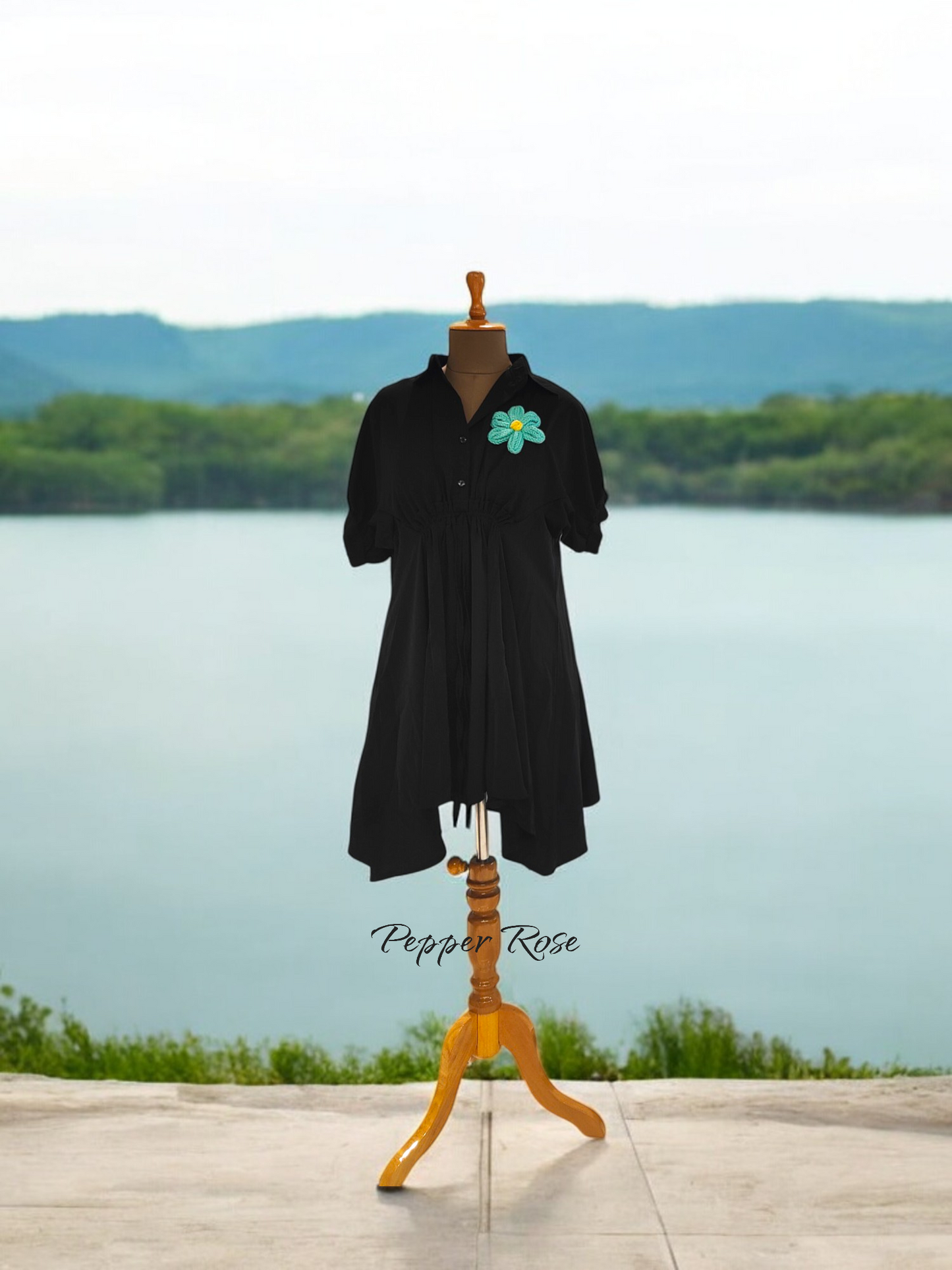 Sadie satin loose fit top cum dress - Black