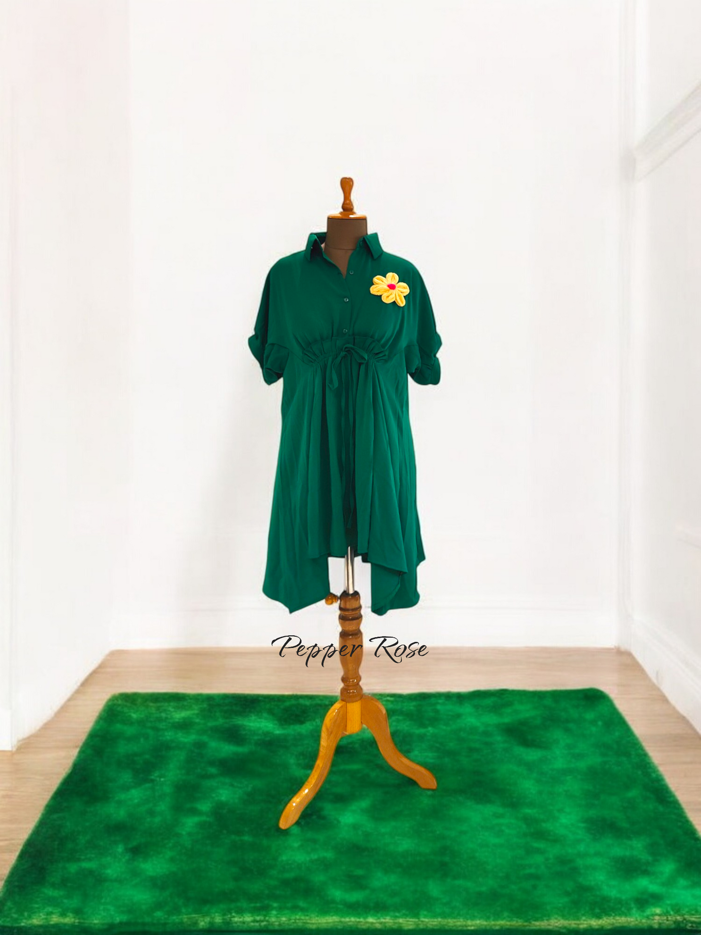 Sadie satin loose fit top cum dress - Green