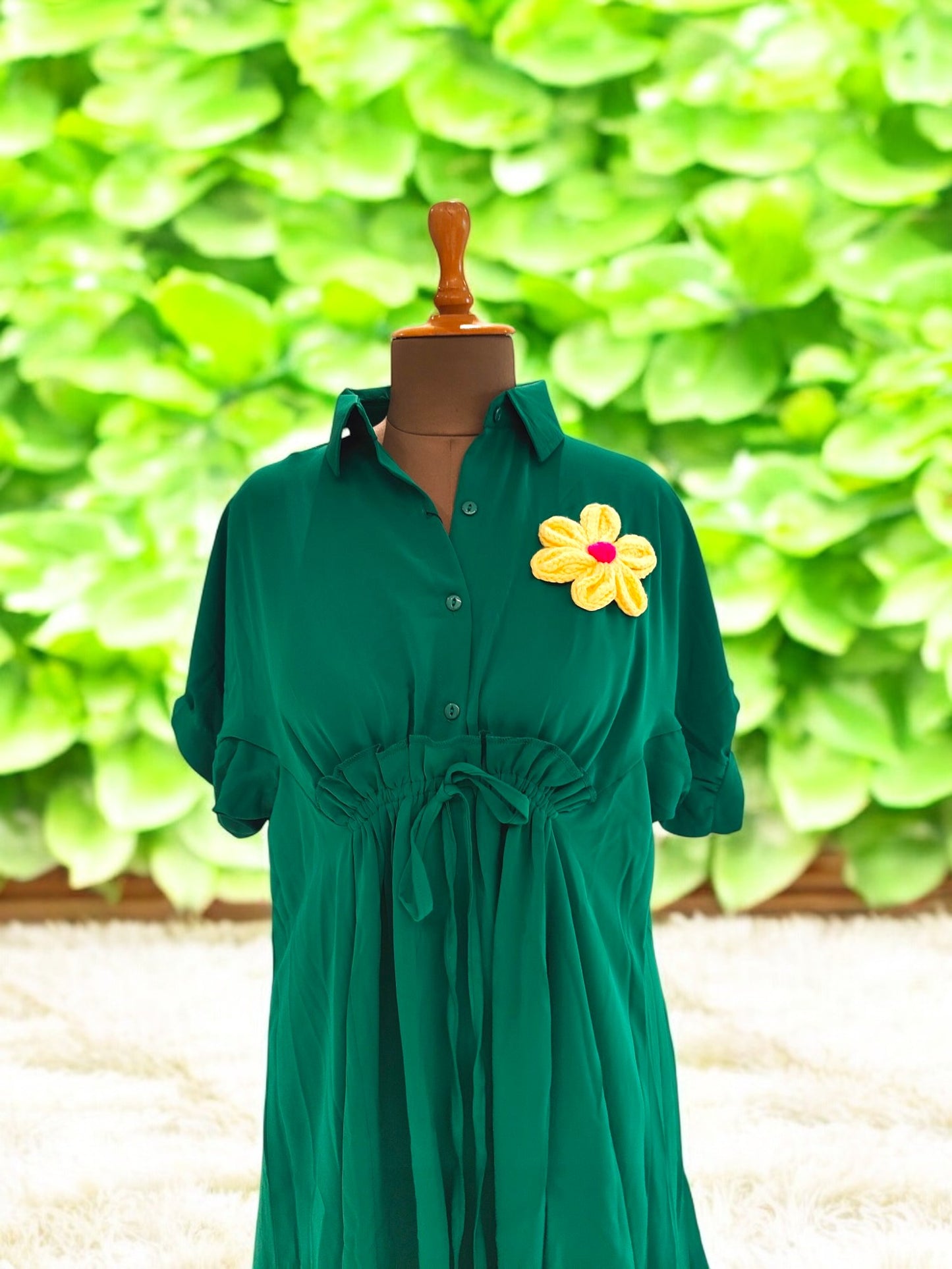 Sadie satin loose fit top cum dress - Green