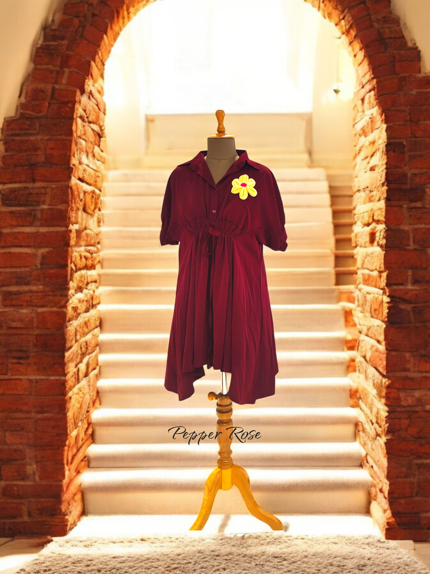 Sadie satin loose fit top cum dress - Maroon
