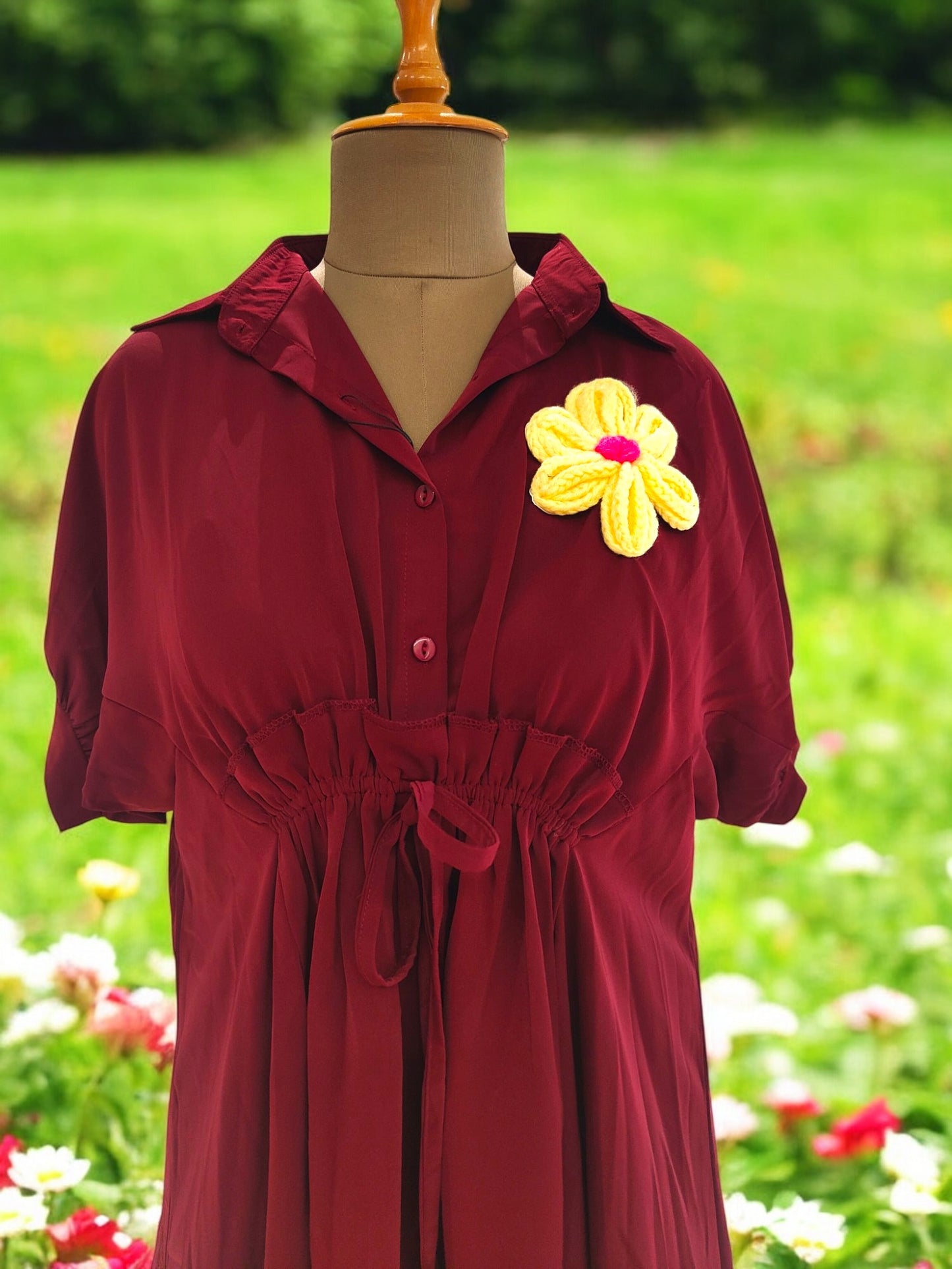 Sadie satin loose fit top cum dress - Maroon