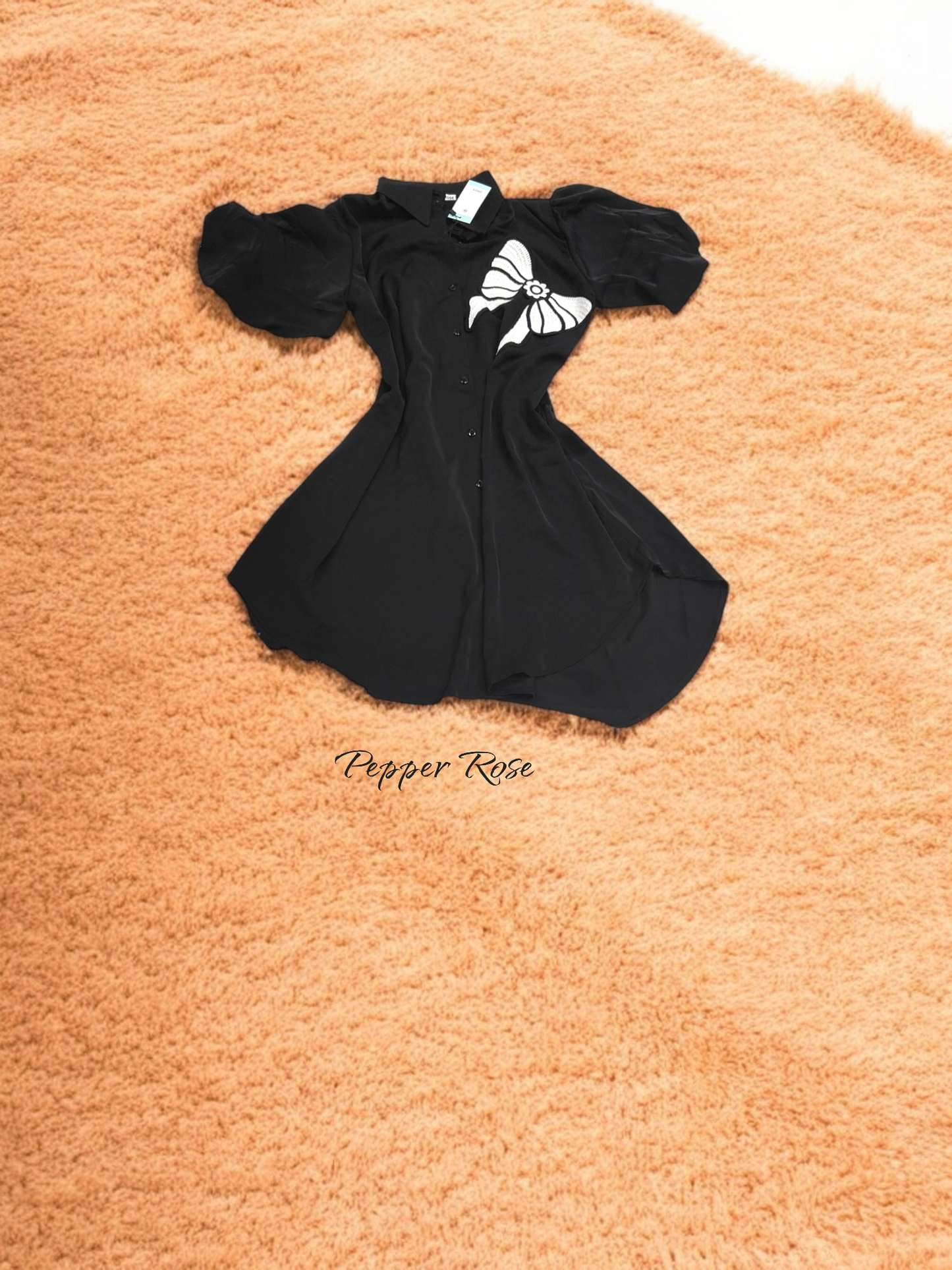 Lia Satin Shirt cum dress - Black