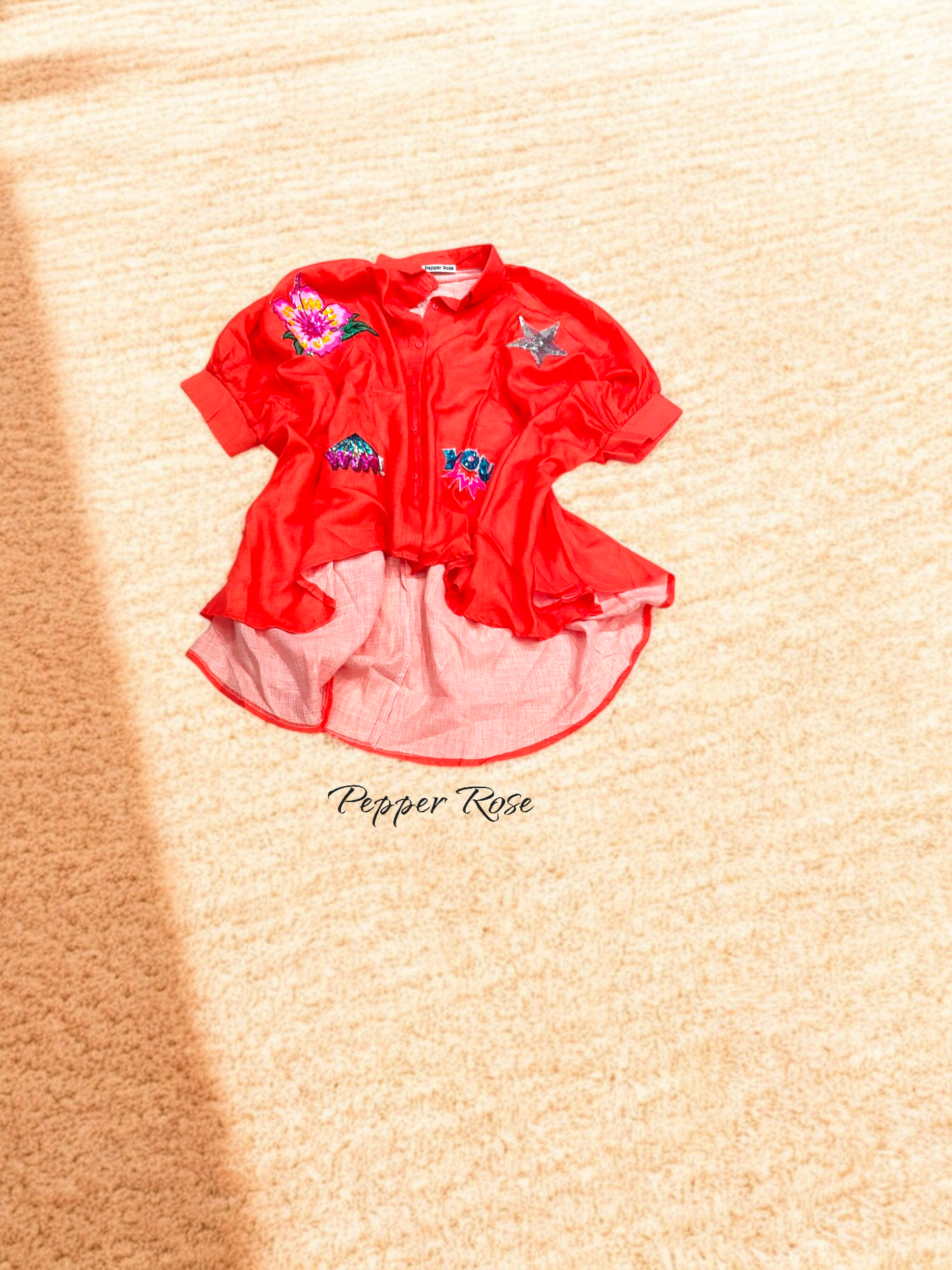 Aria oversized Shirt - Crimson Red