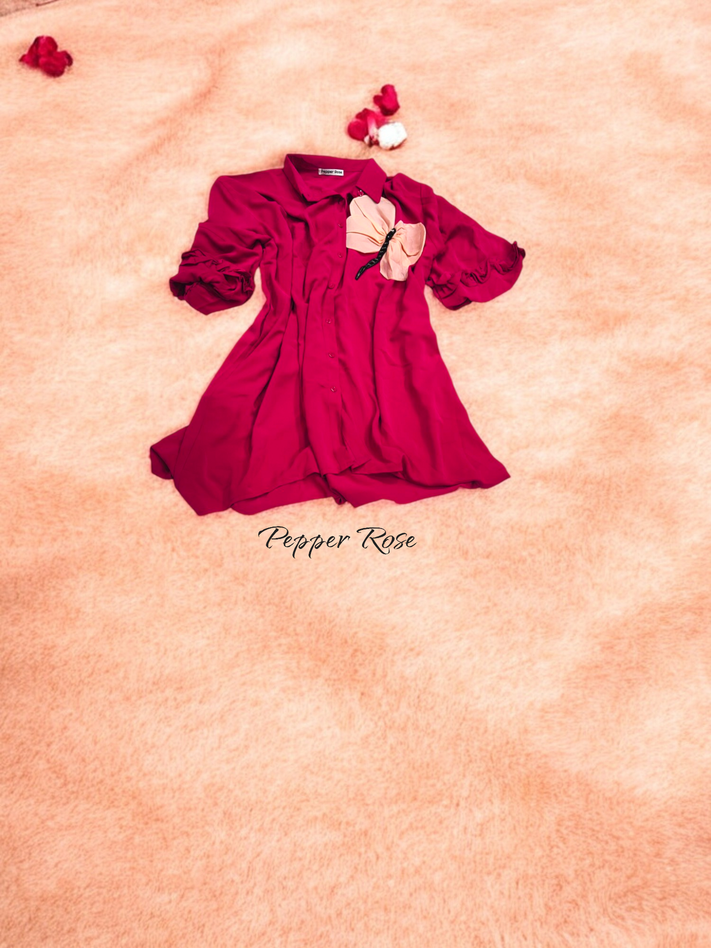 Ziya satin oversized shirt cum dress - Pink